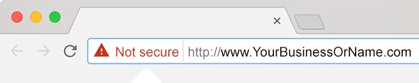 The “Not Secure” label in the Google Chrome address bar