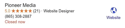 Pioneer Media’s 5-star Google rating