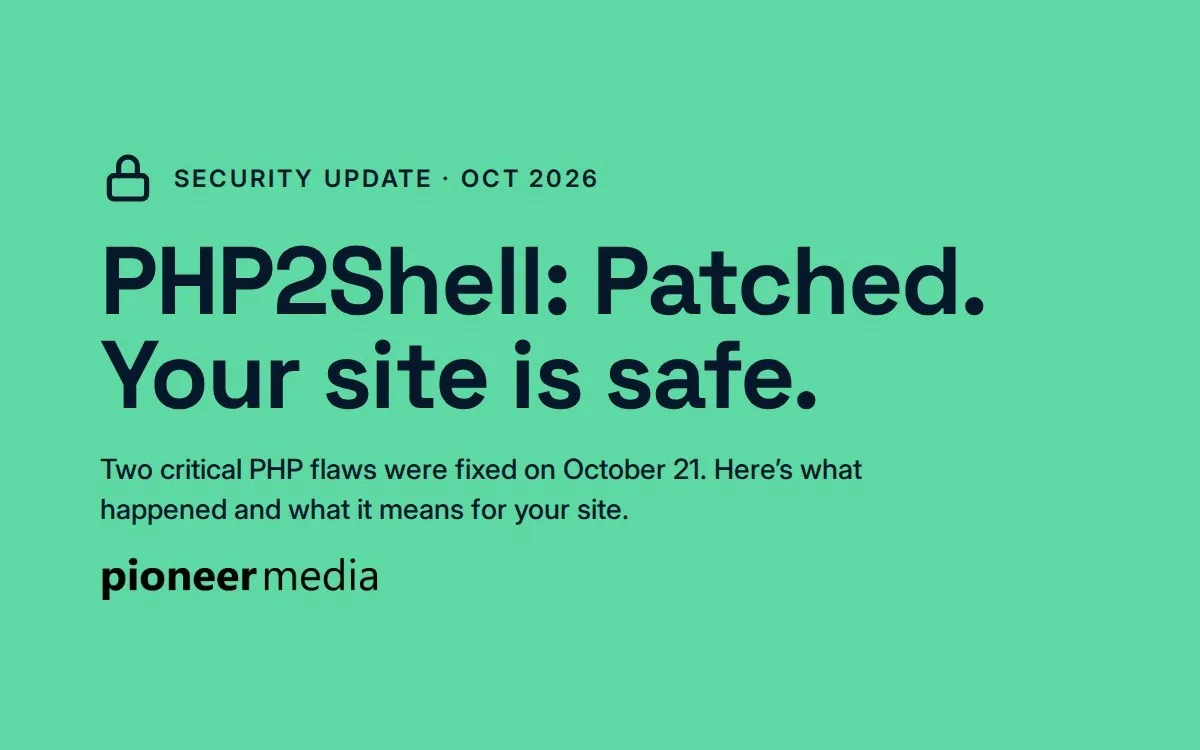 PHP2Shell: Patched. Your site is safe.