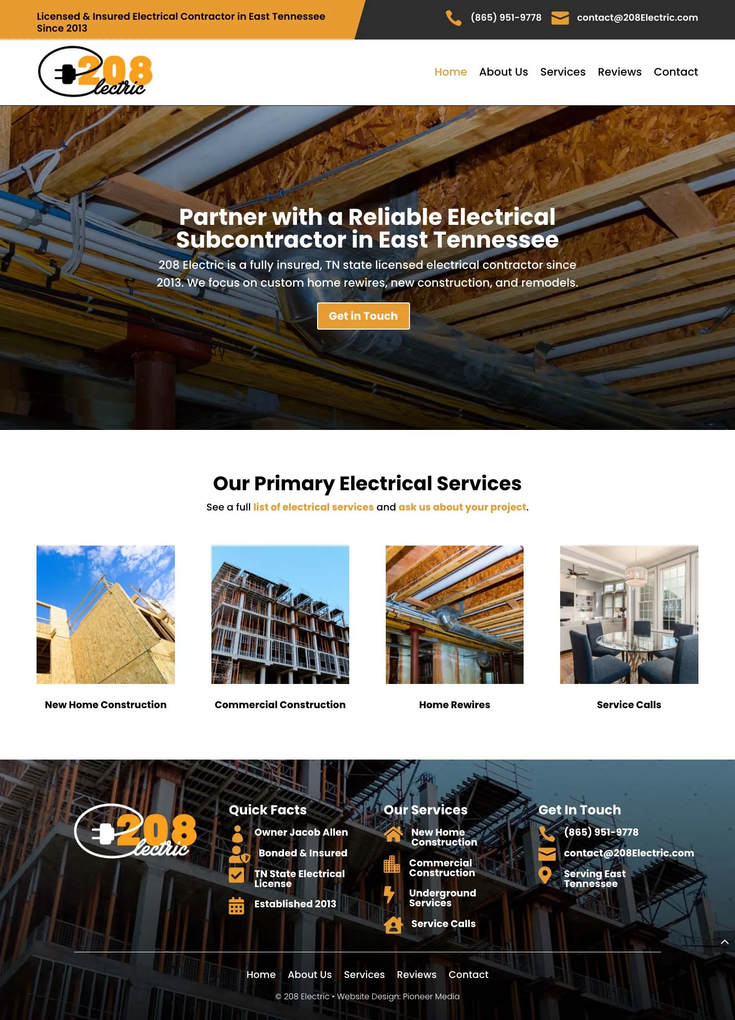 208 Electric homepage screenshot