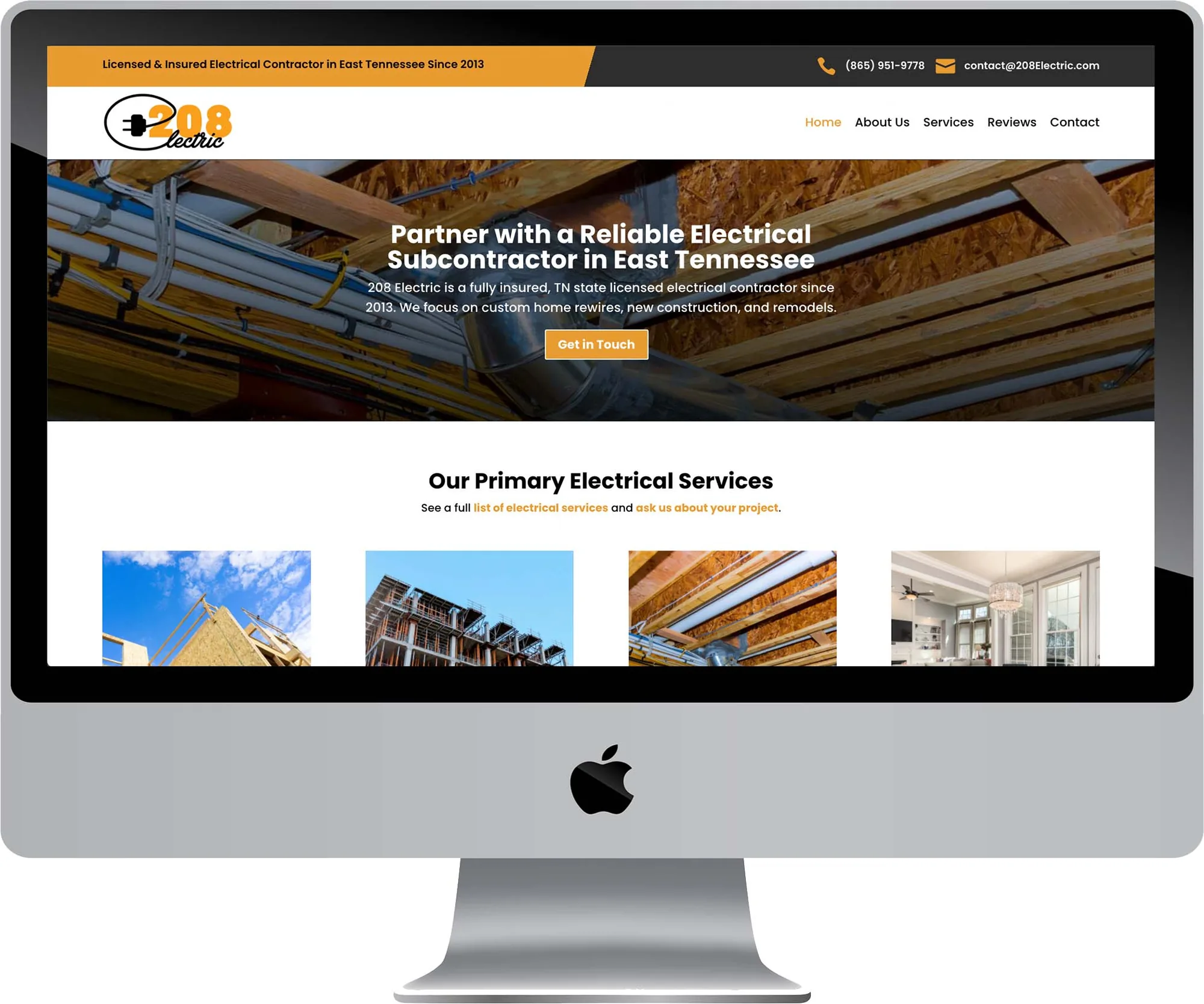 208 Electric website design on desktop