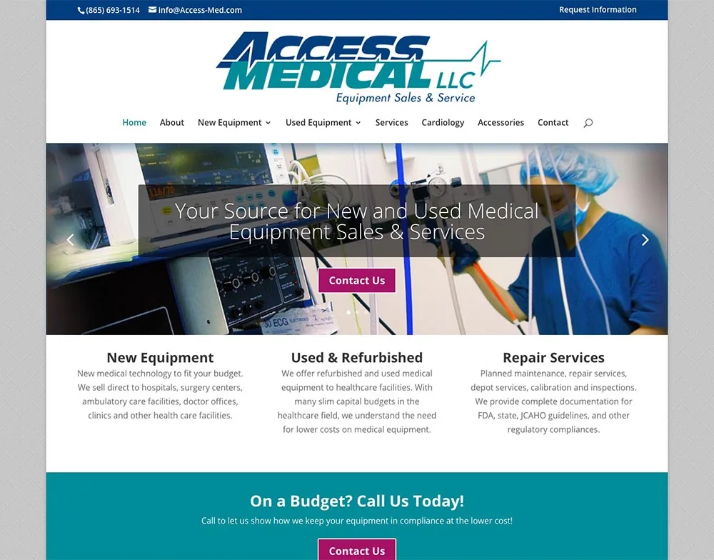Access Medical website after the redesign by Pioneer Media
