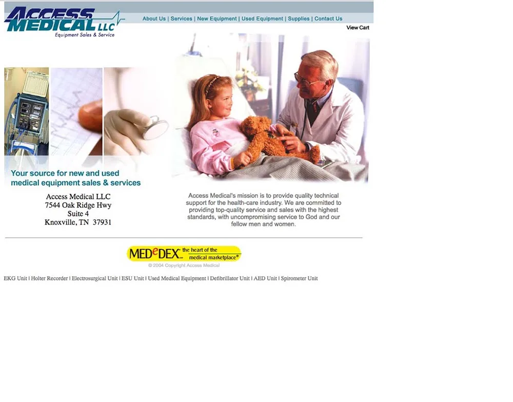 Access Medical website before the redesign