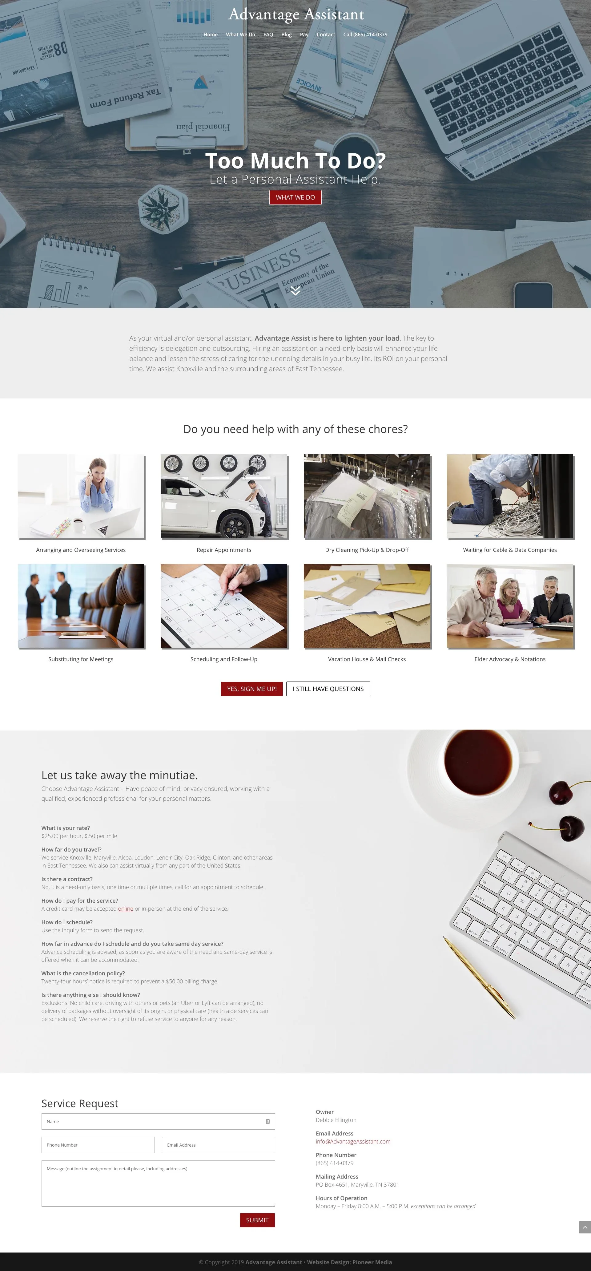 Advantage Assistant homepage screenshot