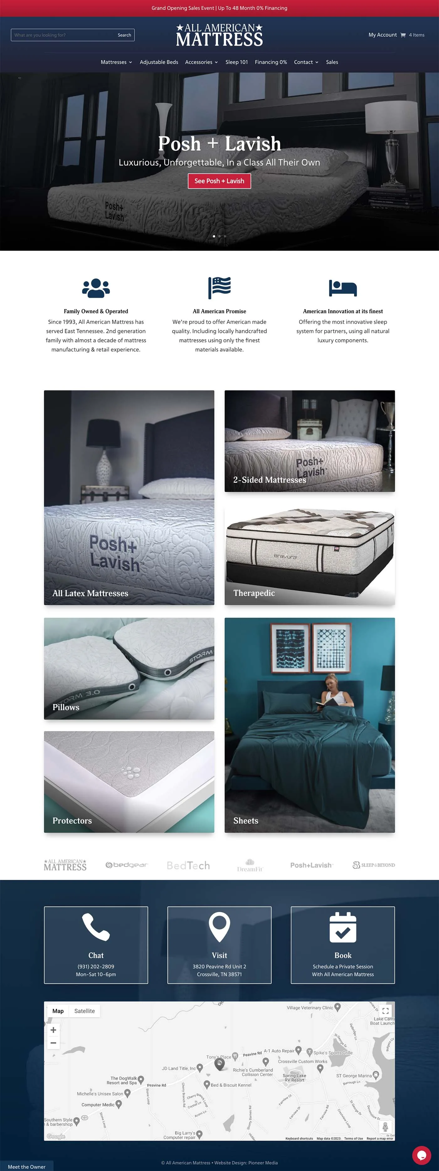 All American Mattress homepage screenshot