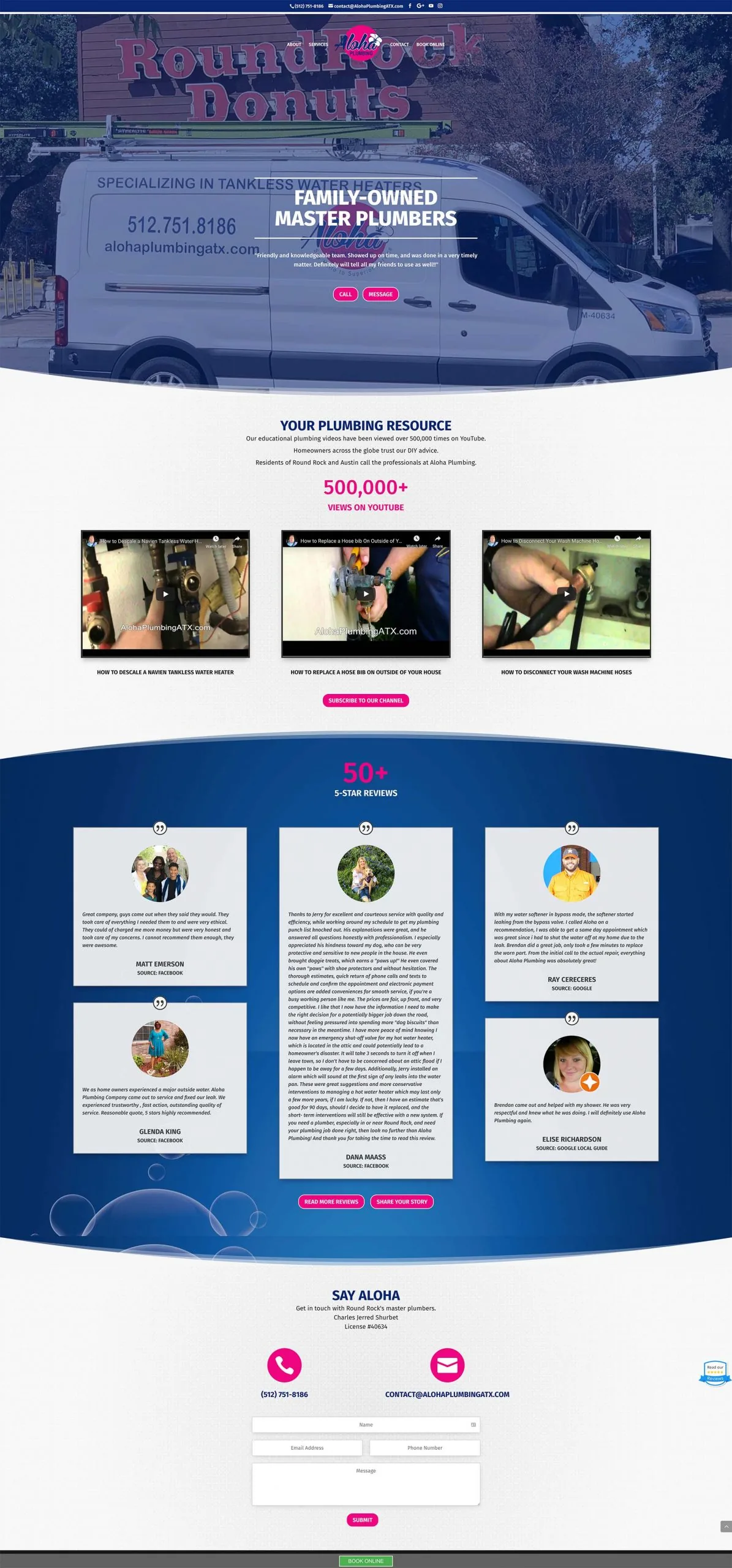 Aloha Plumbing homepage screenshot