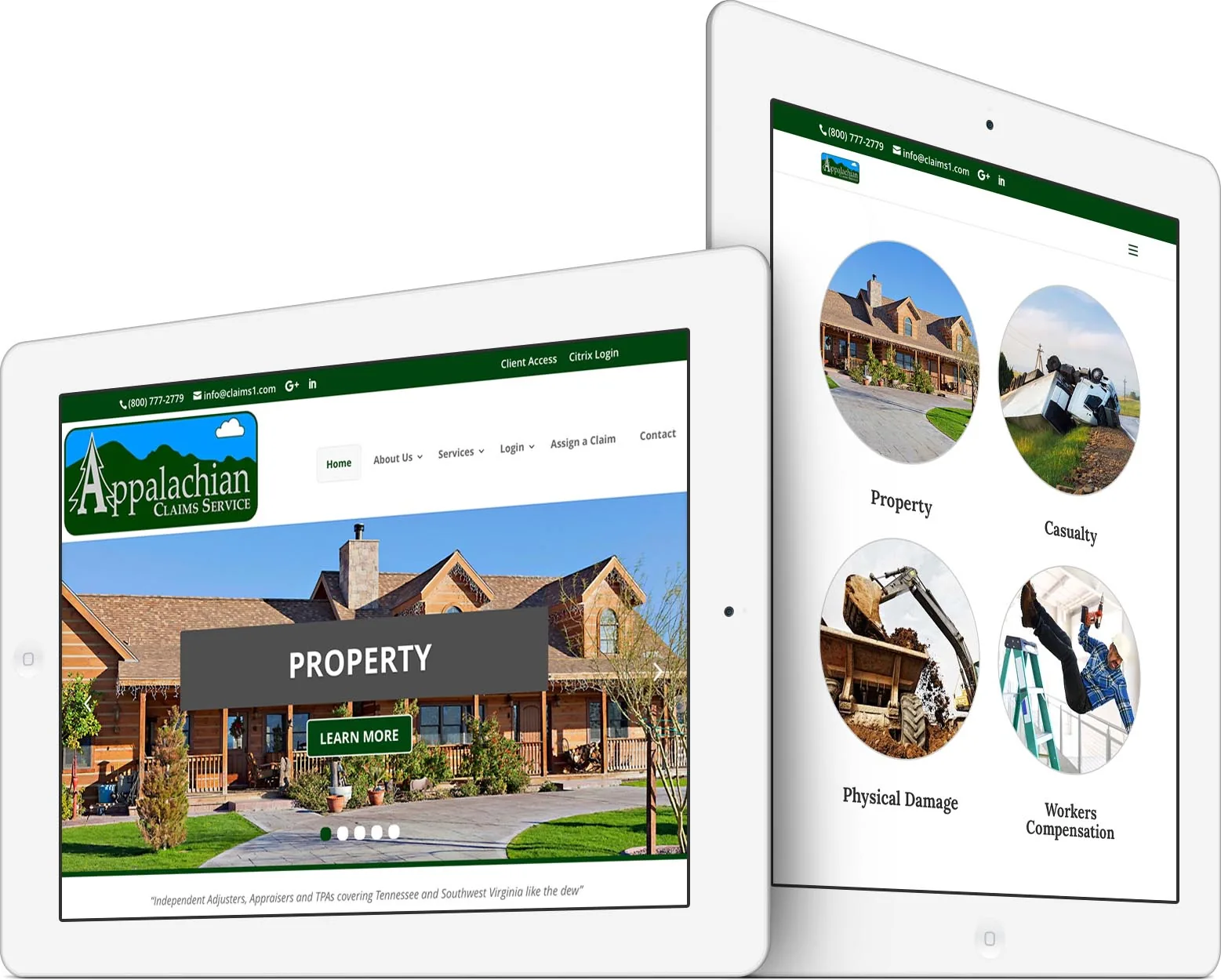 Appalachian Claims Service responsive website design across devices