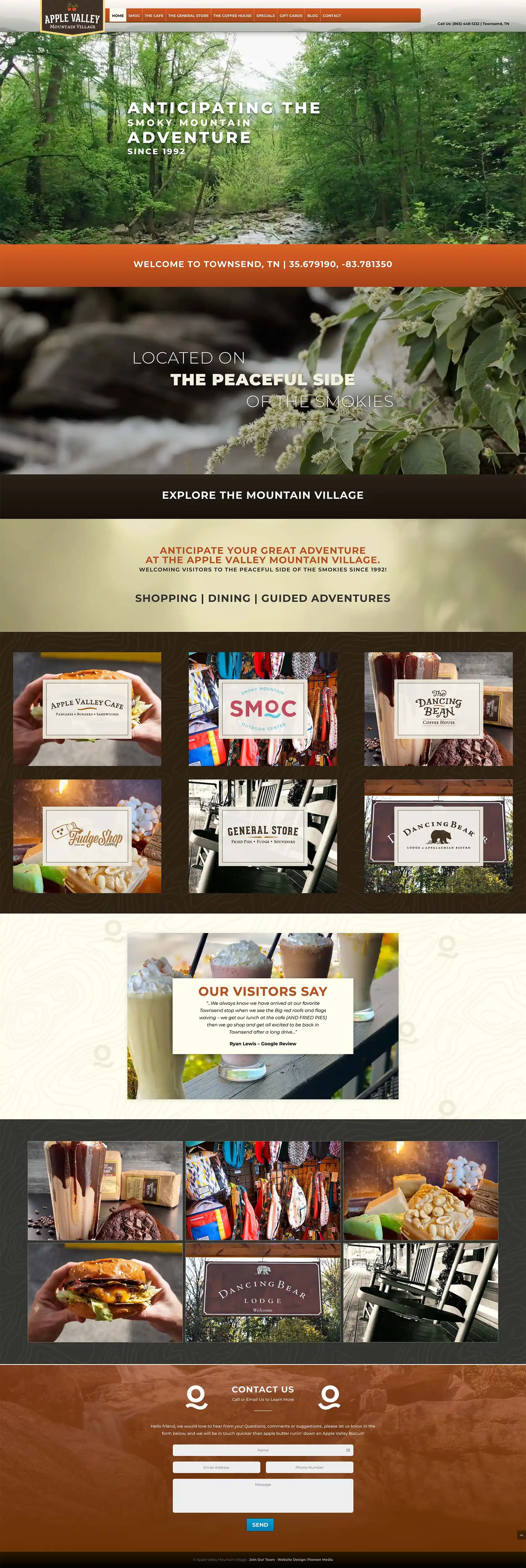 Apple Valley Mountain Village homepage screenshot