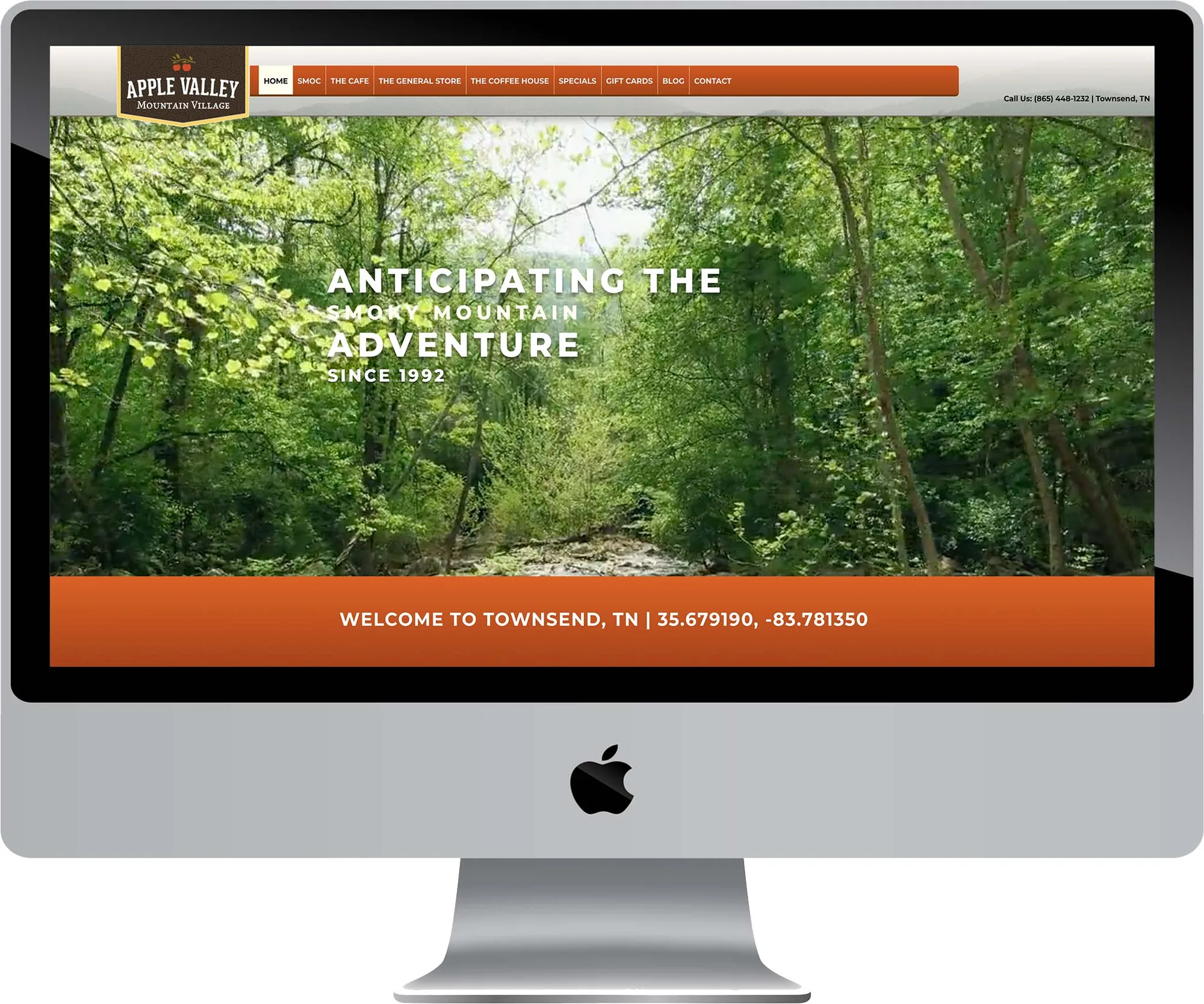 Apple Valley Mountain Village website design on desktop