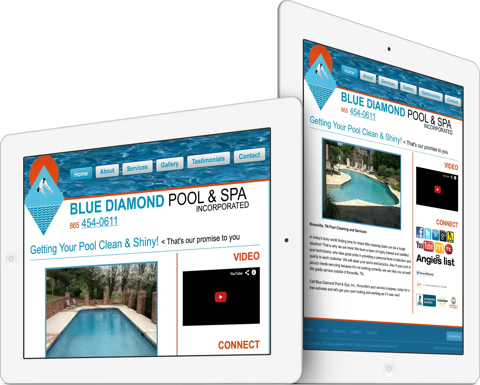 Blue Diamond Pool & Spa, Inc. responsive website design across devices