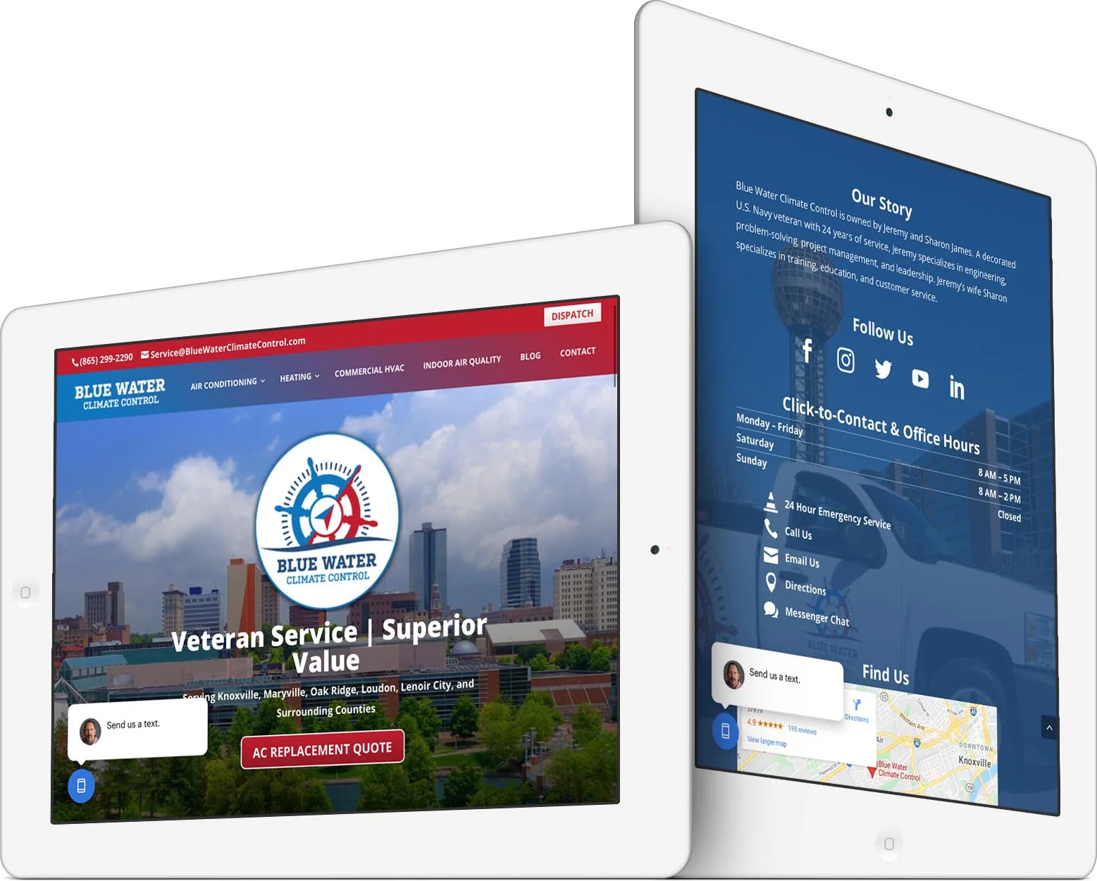 Blue Water Climate Control responsive website design across devices