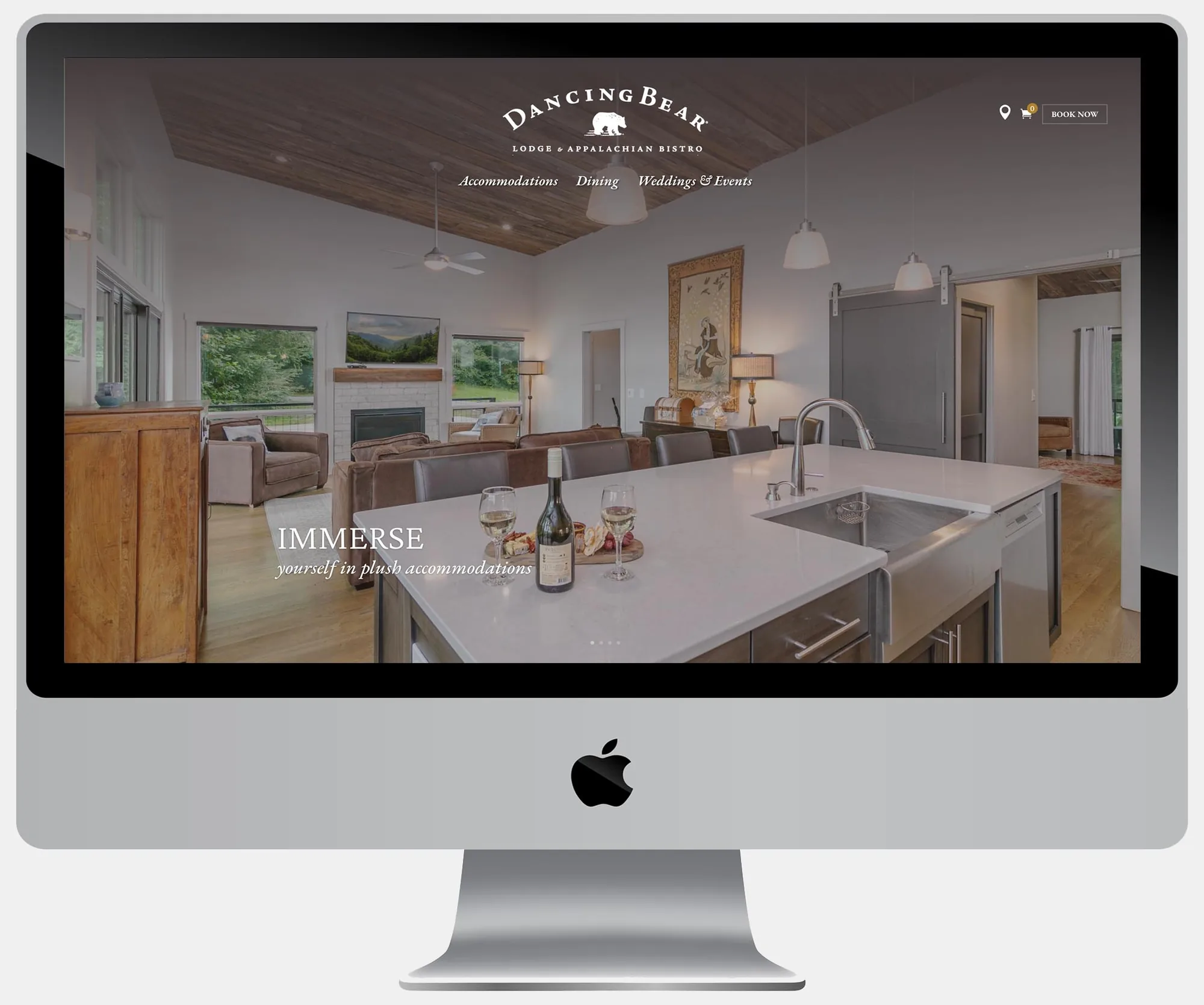 Dancing Bear Lodge website design on desktop