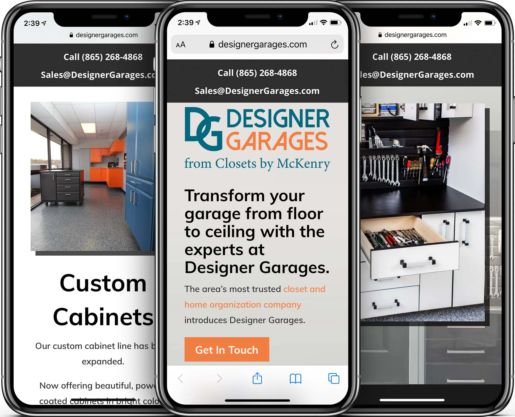 Designer Garages mobile-friendly website design