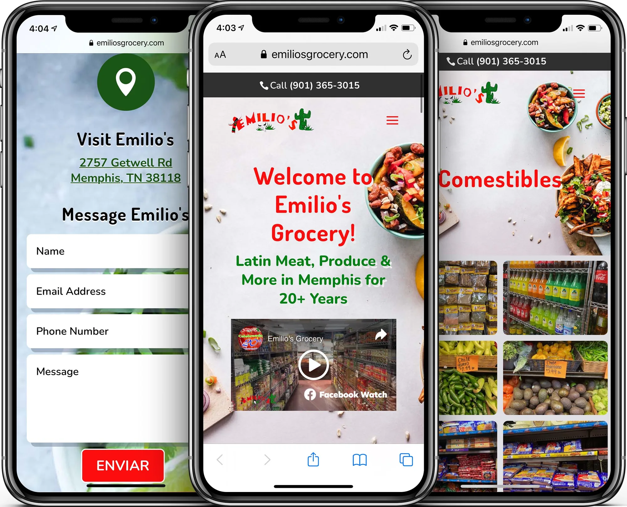Emilio’s Grocery mobile-friendly website design