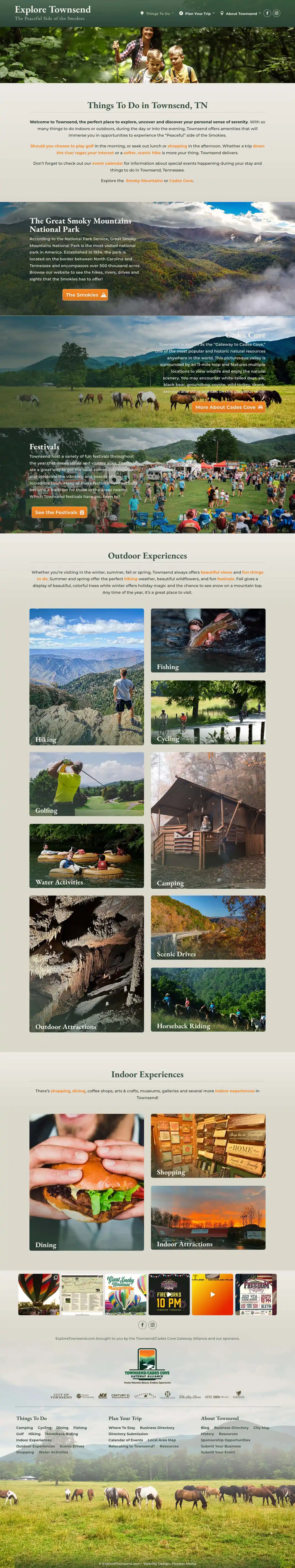 ExploreTownsend.com homepage screenshot