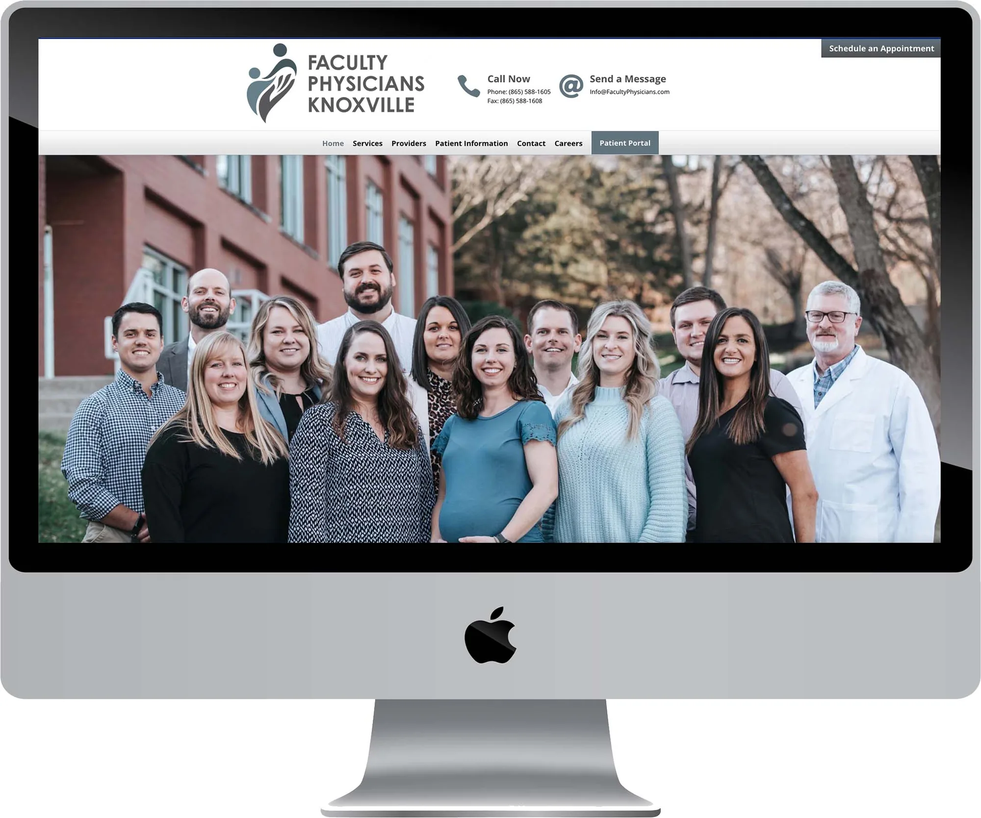 Faculty Physicians website design on desktop