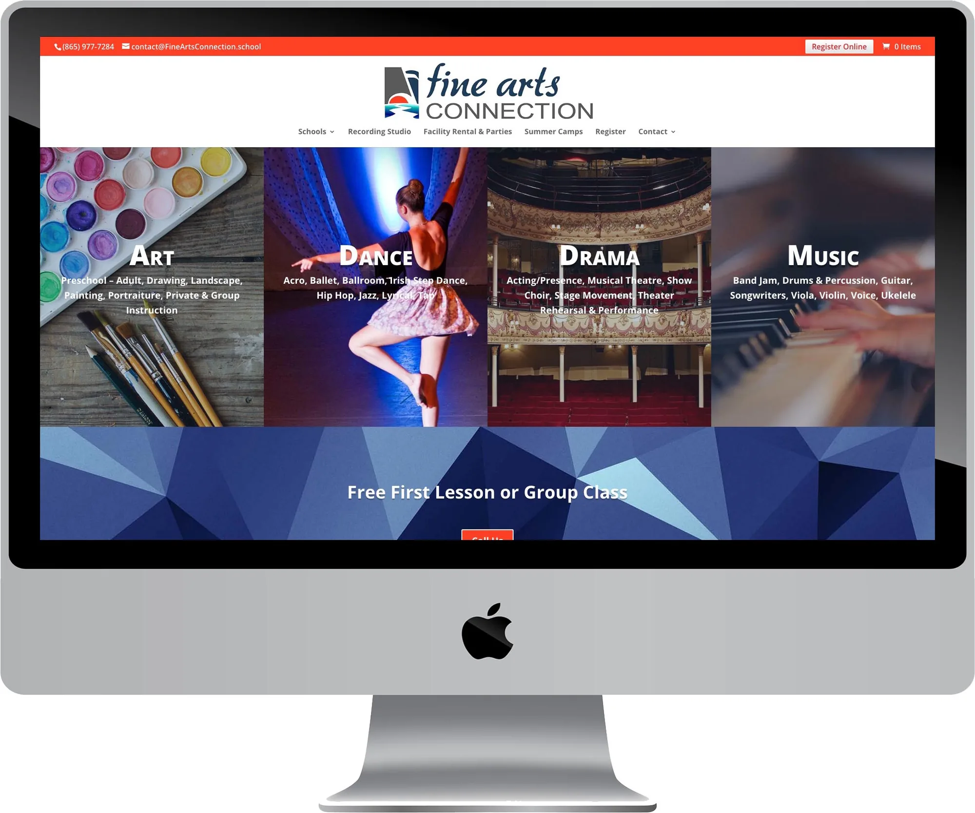 Fine Arts Connection website design by Pioneer Media
