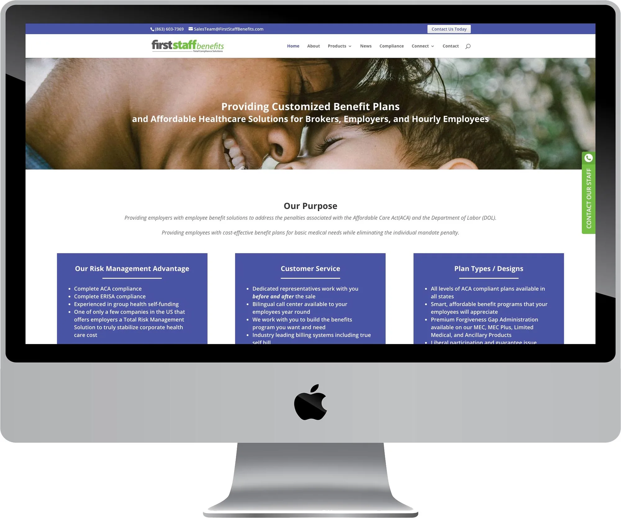 First Staff Benefits website design on desktop