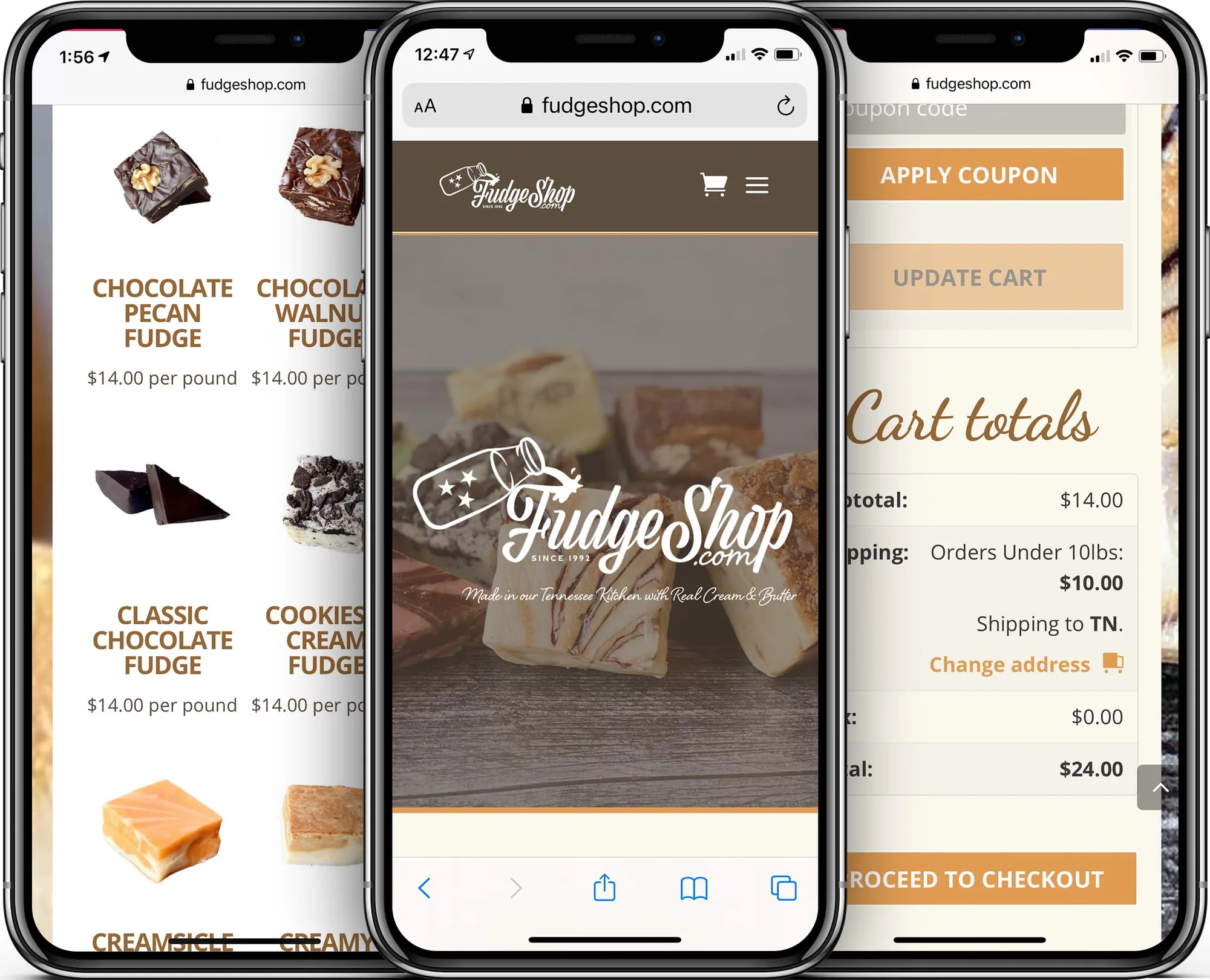 FudgeShop.com mobile-friendly website design