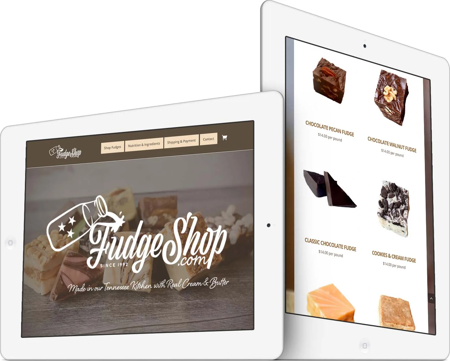 FudgeShop.com responsive website design across devices