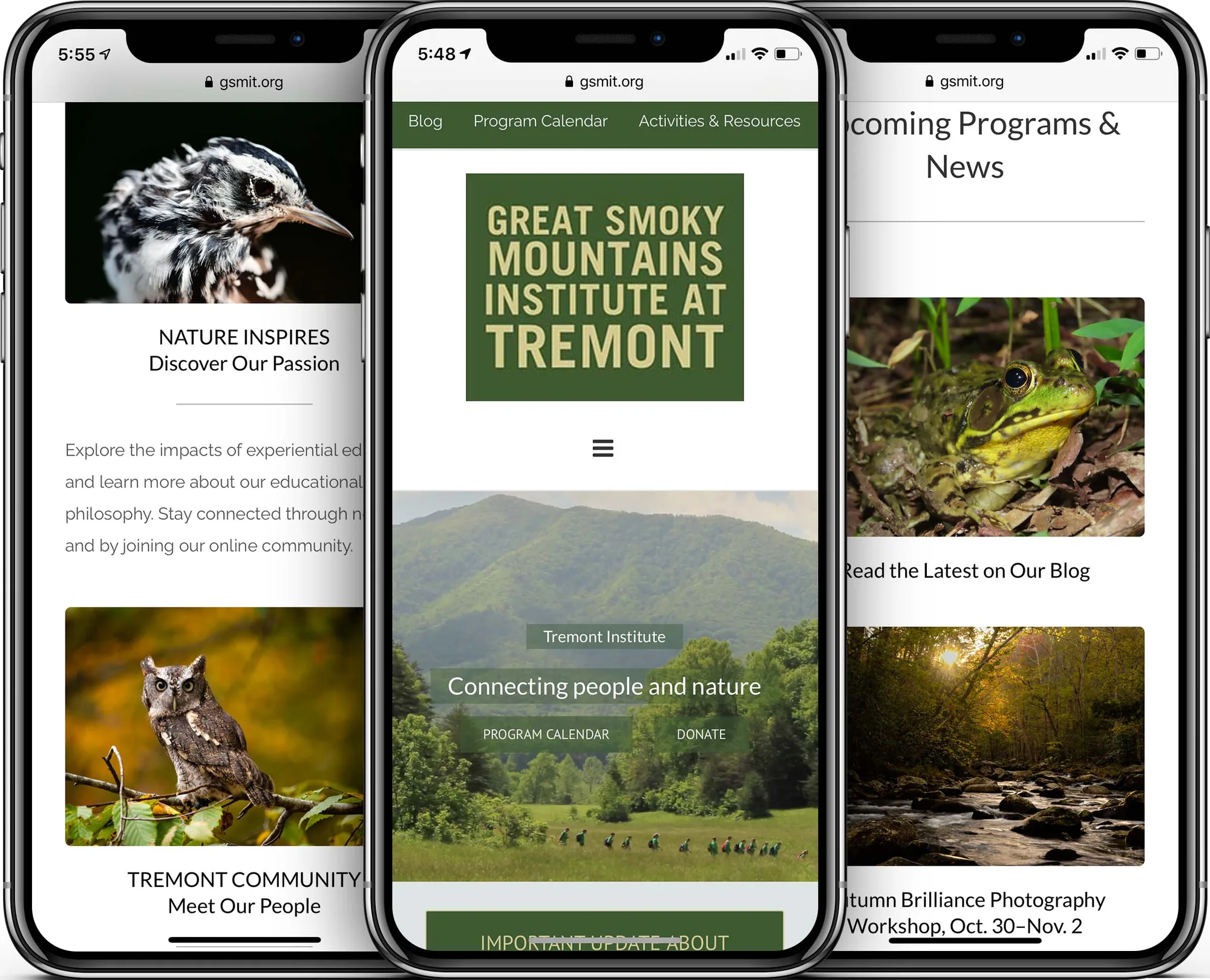 Great Smoky Mountains Institute at Tremont mobile-friendly website design