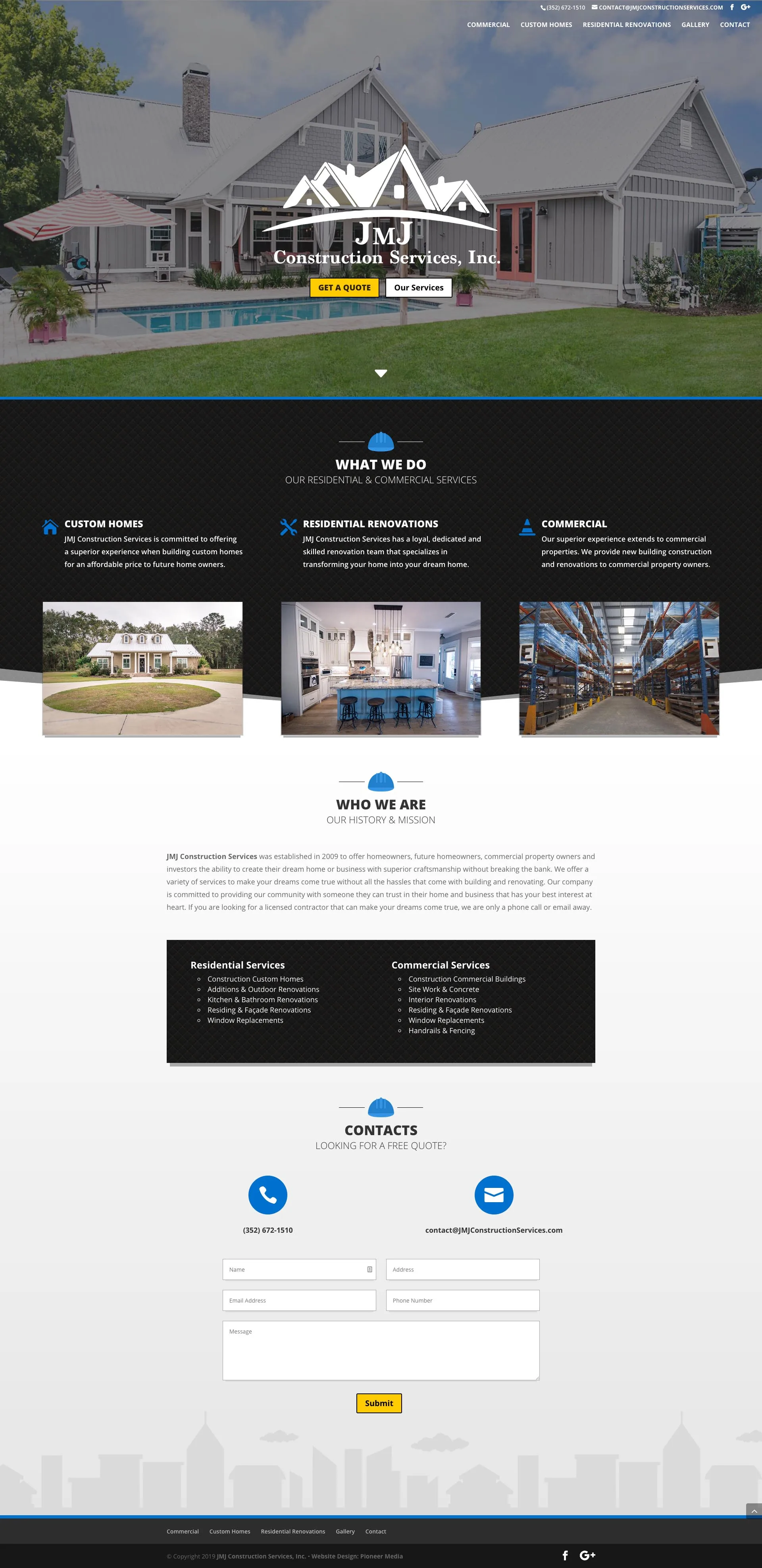 JMJ Construction Services homepage screenshot