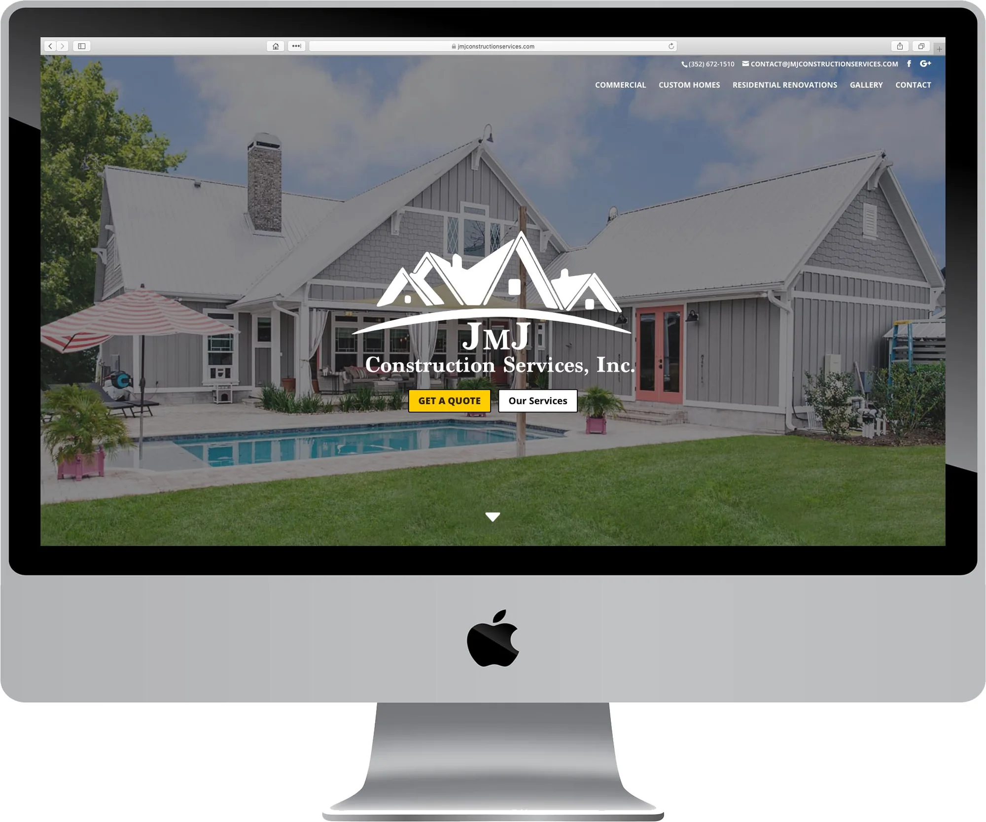 JMJ Construction Services website design on desktop