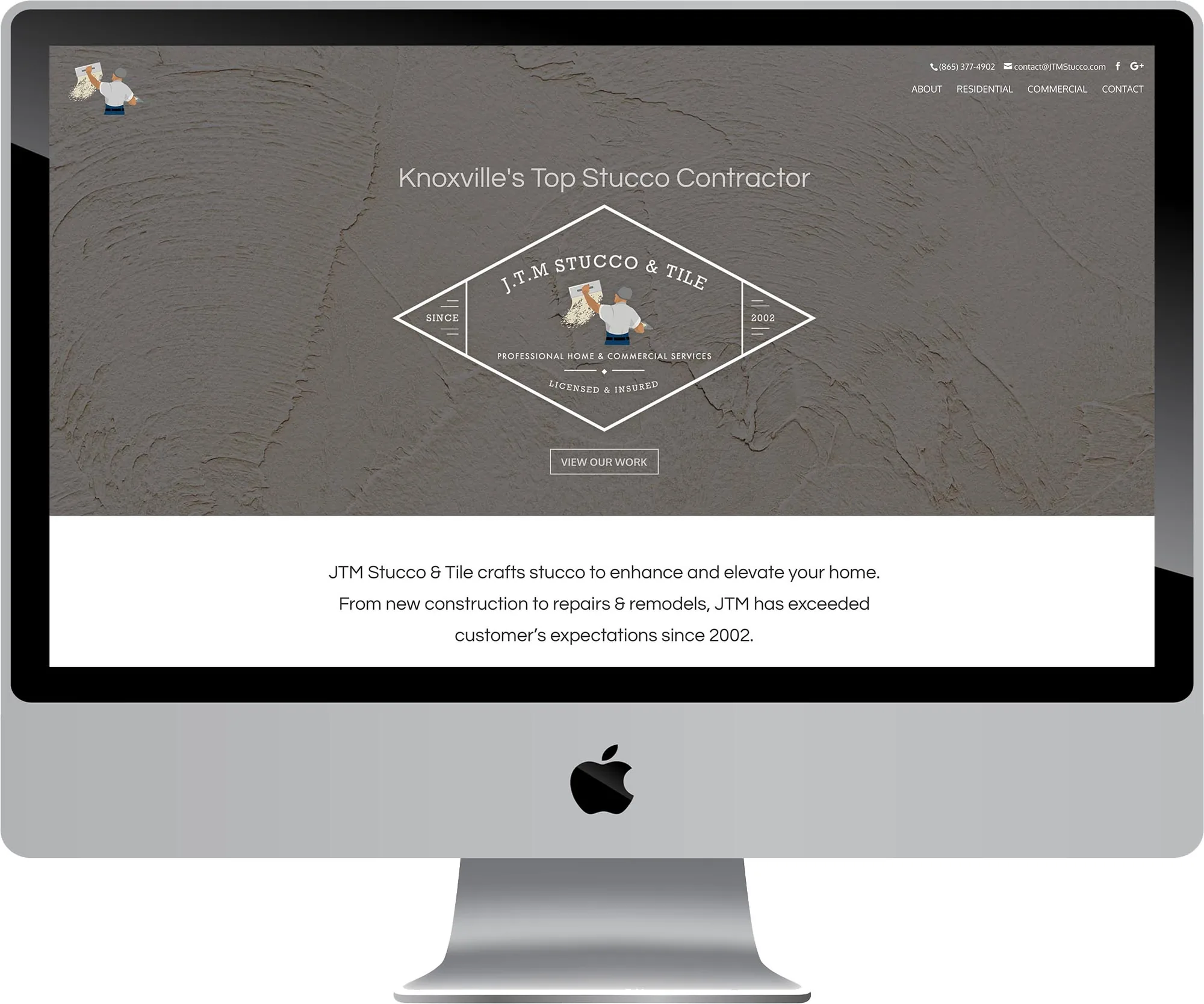 JTM Stucco & Tile website design on desktop