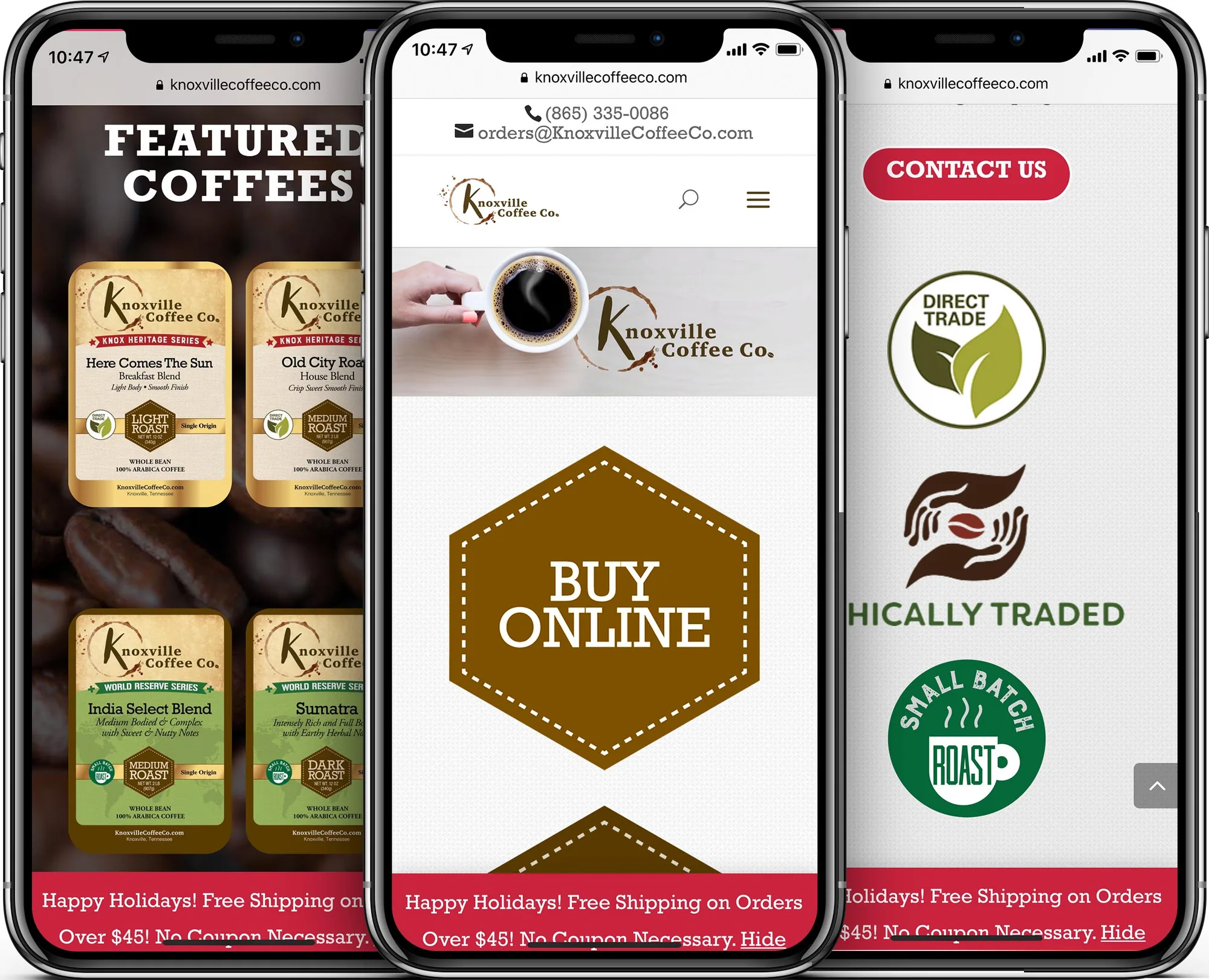 Knoxville Coffee Company mobile-friendly website design
