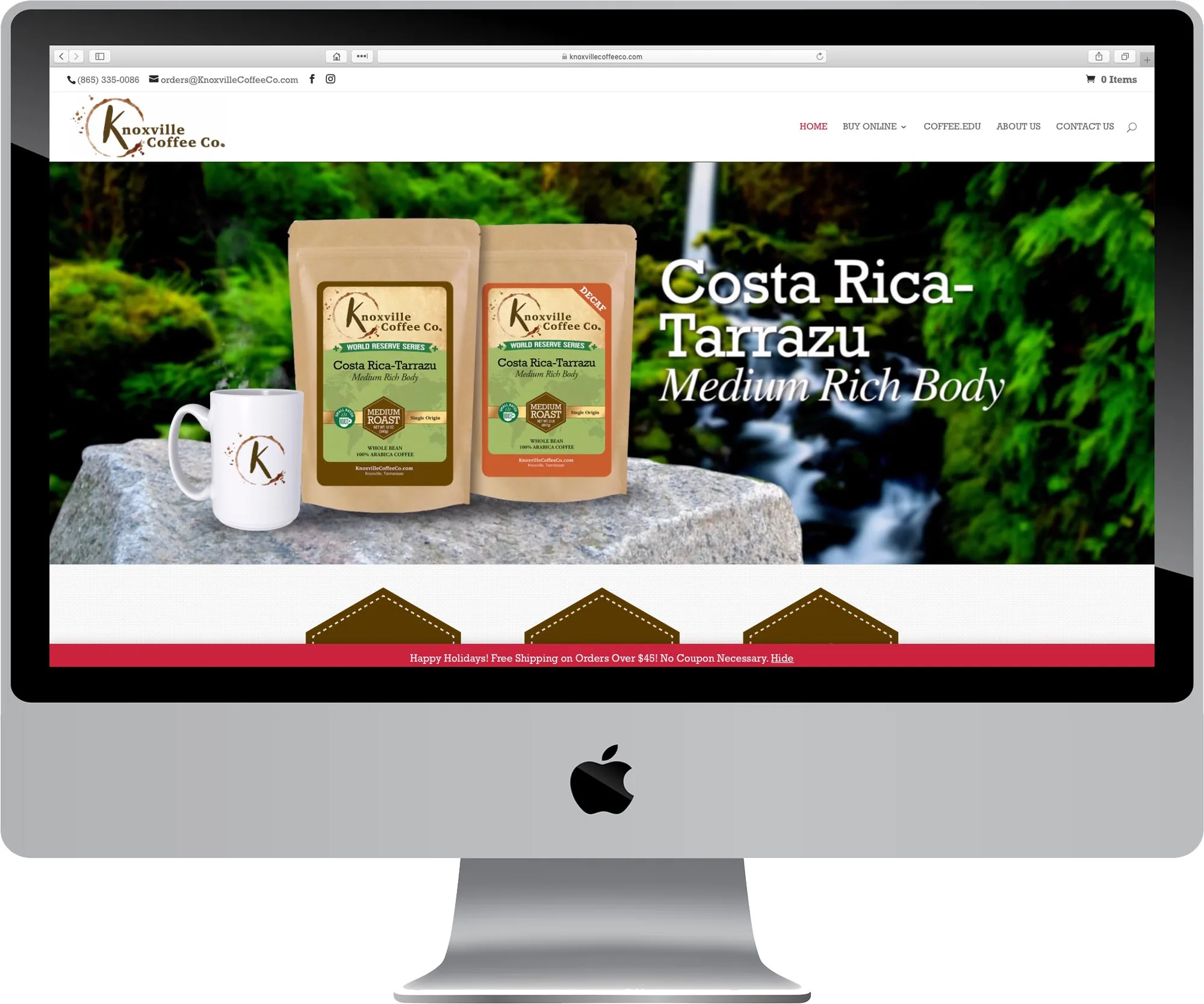 Knoxville Coffee Company website design on desktop