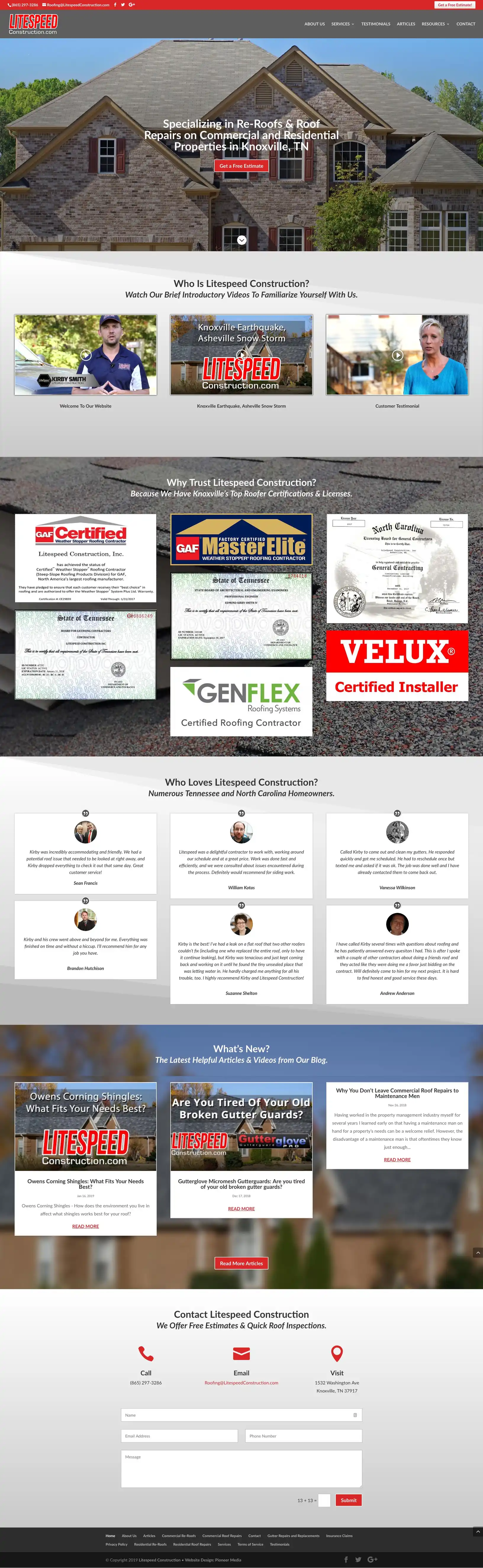 Litespeed Construction homepage screenshot