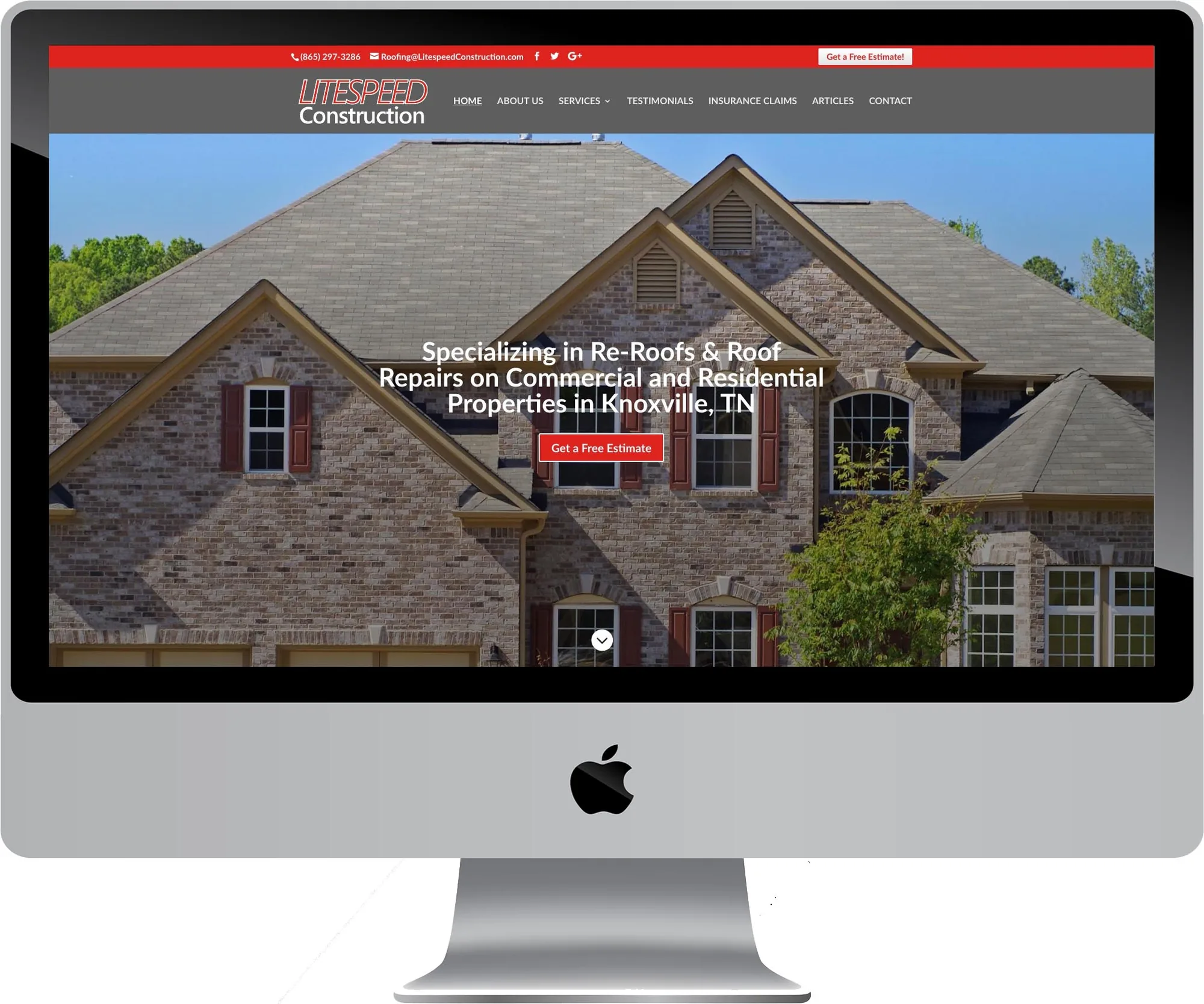 Litespeed Construction website design on desktop