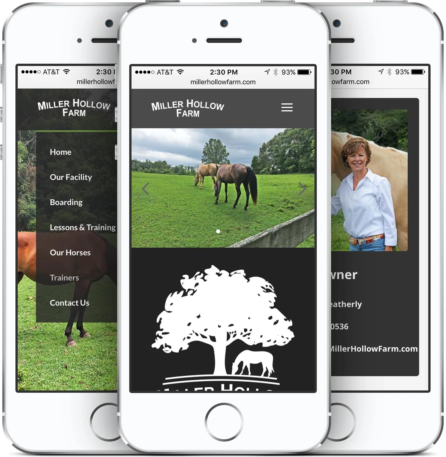 Miller Hollow Farm mobile-friendly website on a smartphone
