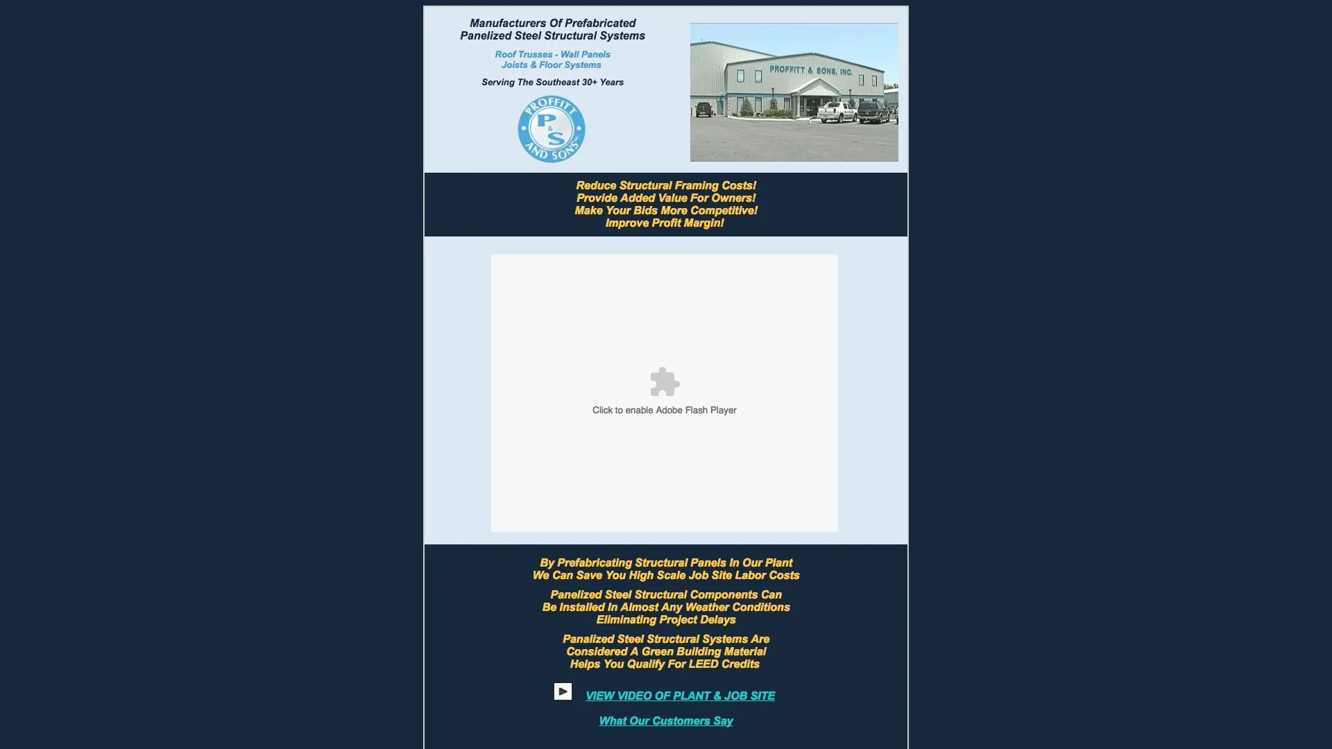 Proffitt & Sons’ old website homepage, before the redesign