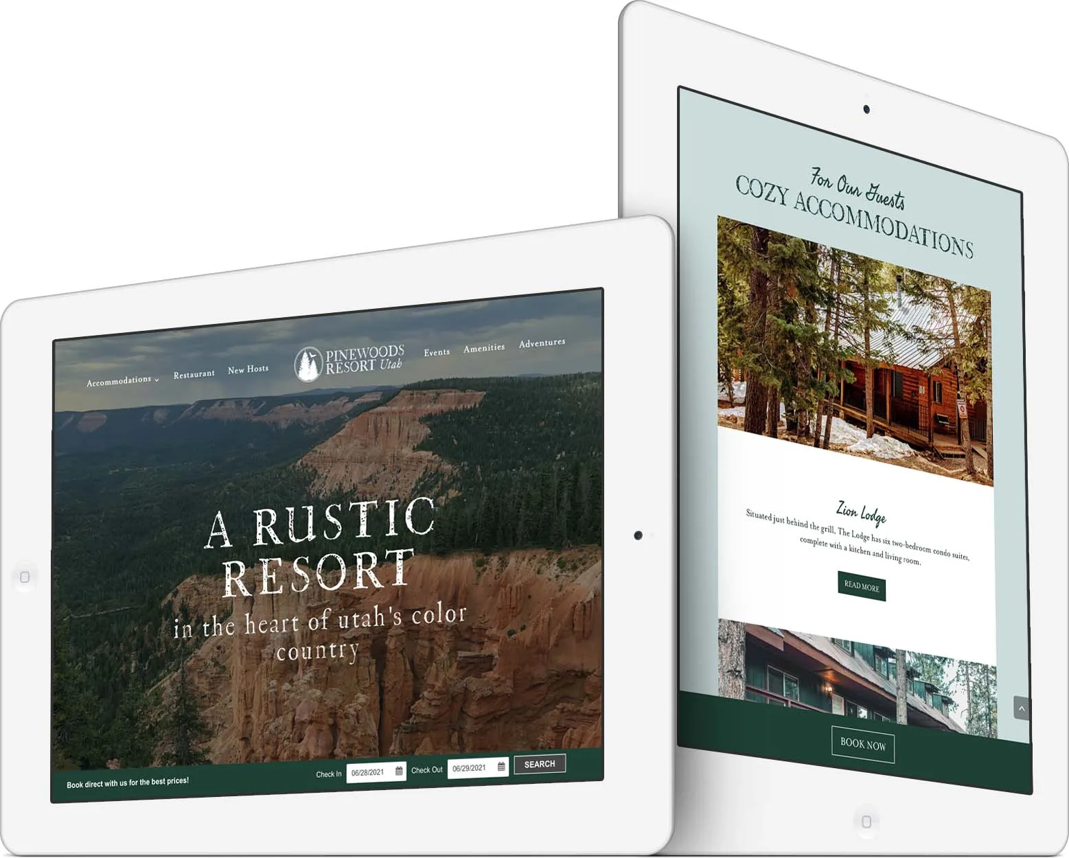 Pinewoods Resort responsive website design across devices