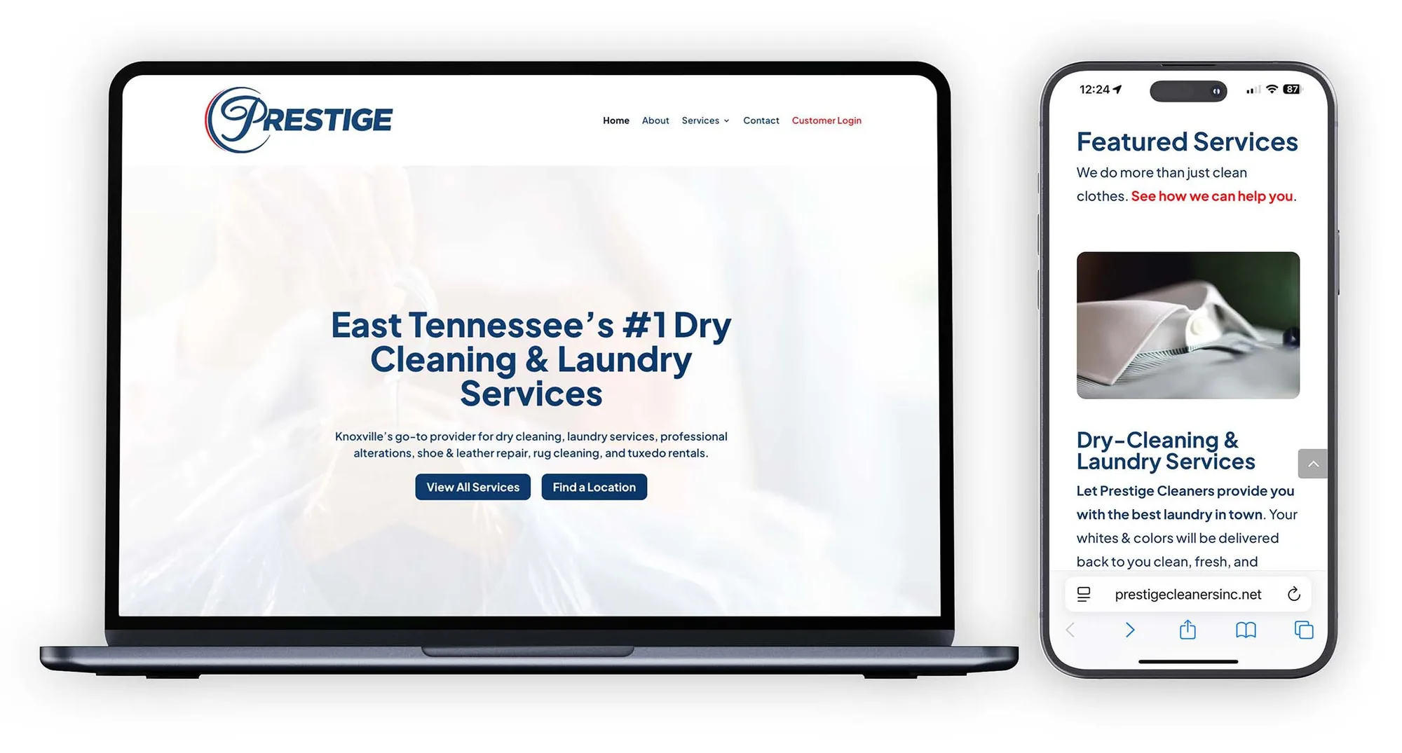 Prestige Cleaners website design