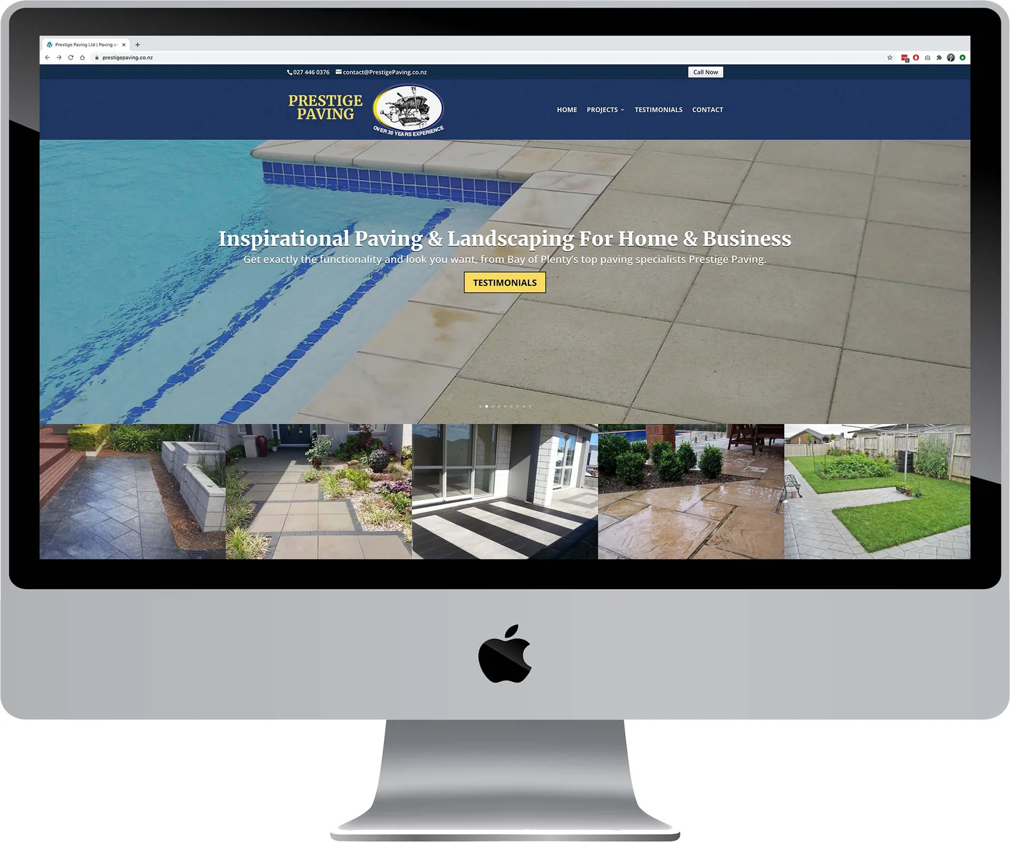 Prestige Paving of New Zealand website design on desktop