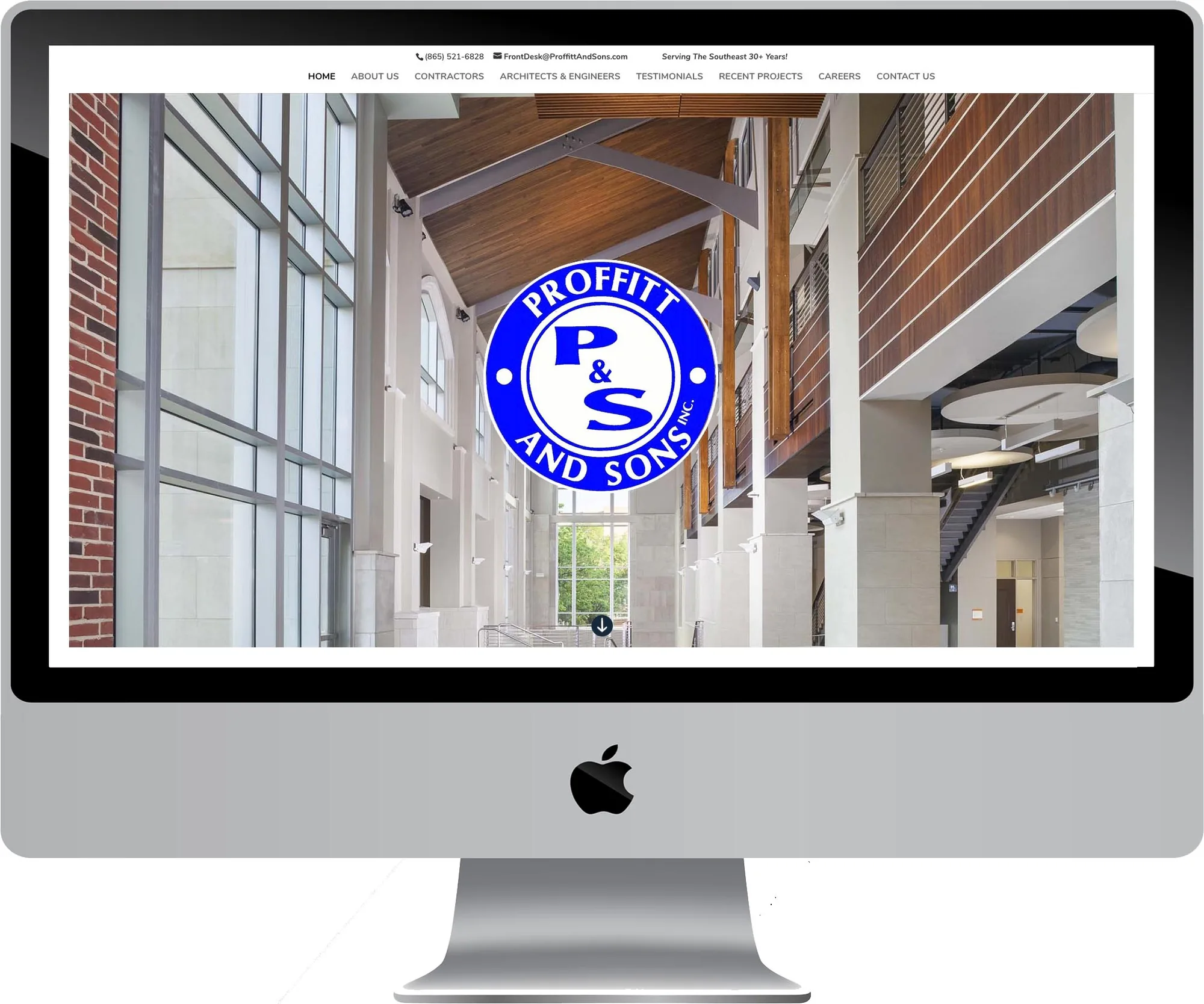 Proffitt & Sons, Inc. website design on desktop