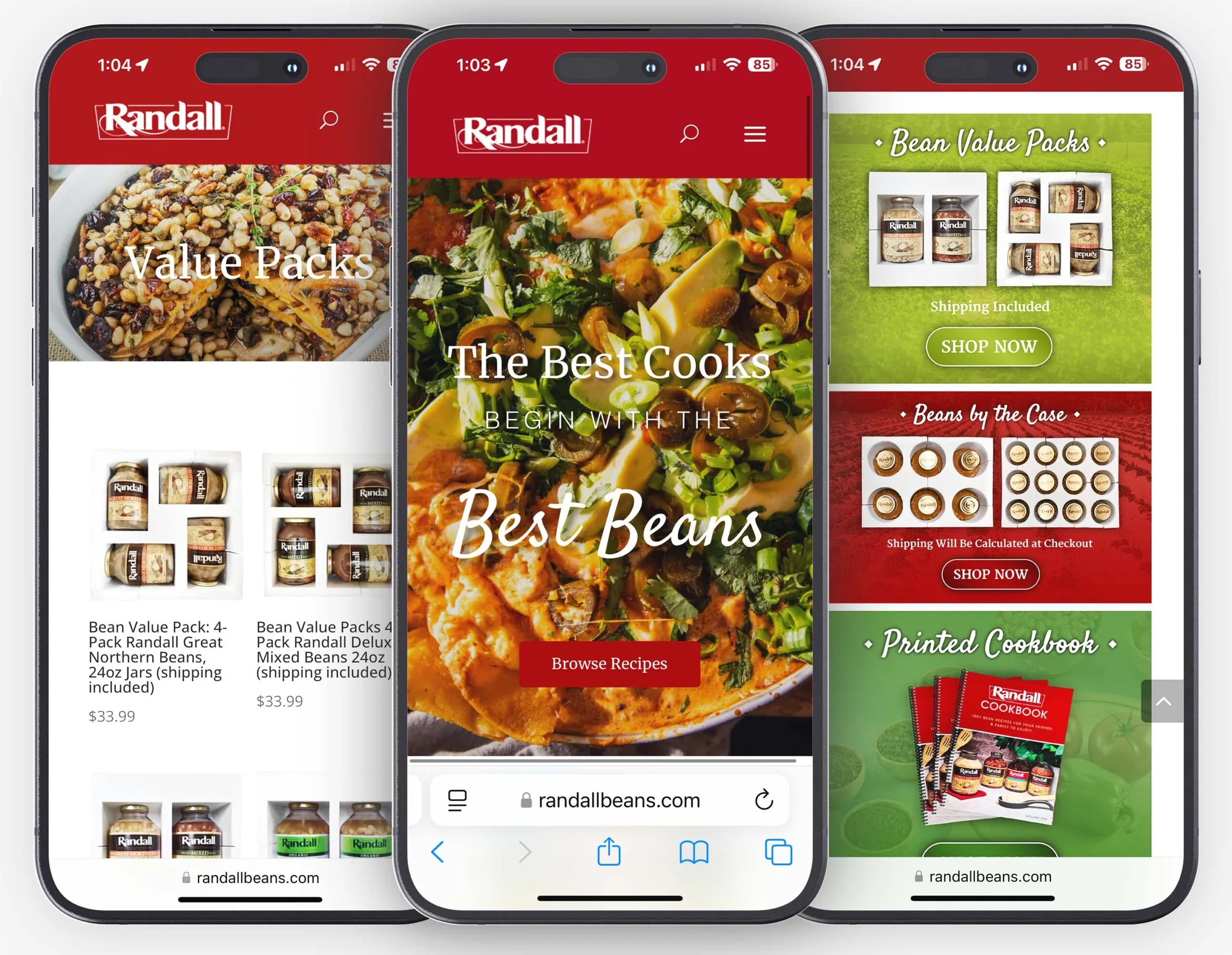 Randall Beans mobile-friendly website design