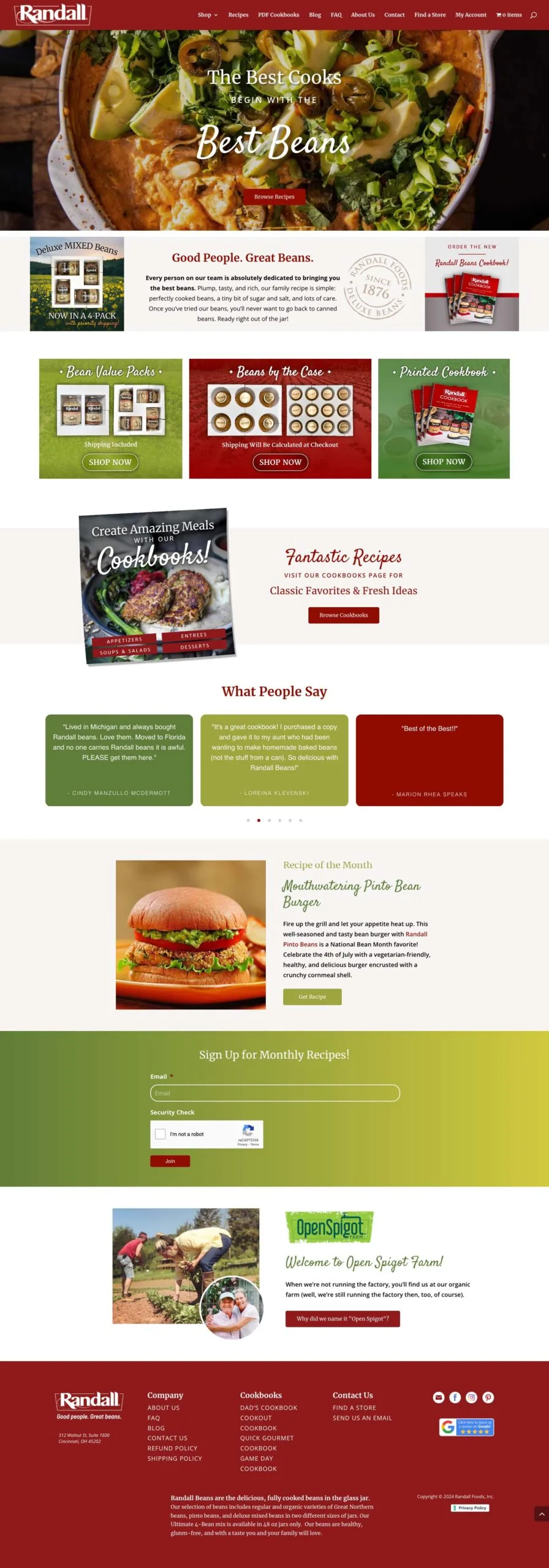 Randall Beans homepage screenshot