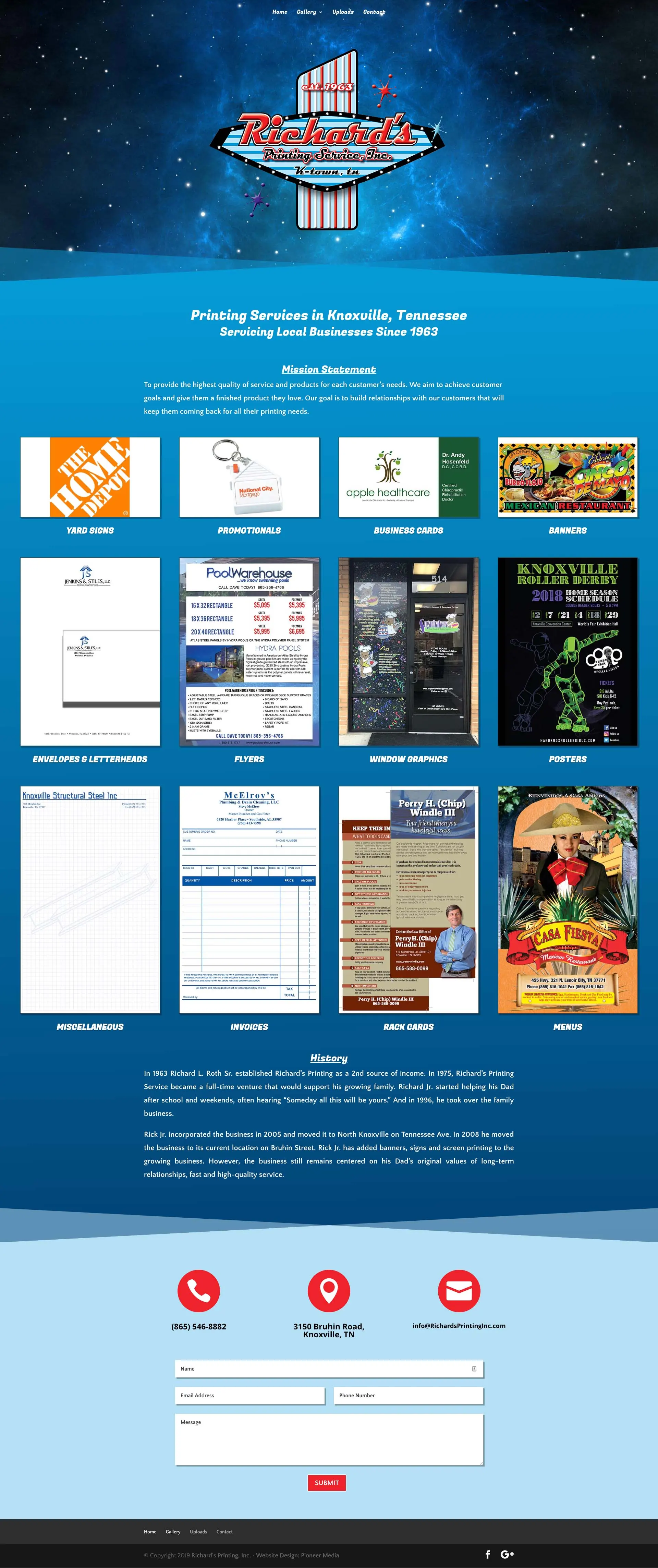 Richard’s Printing Services, Inc. homepage screenshot
