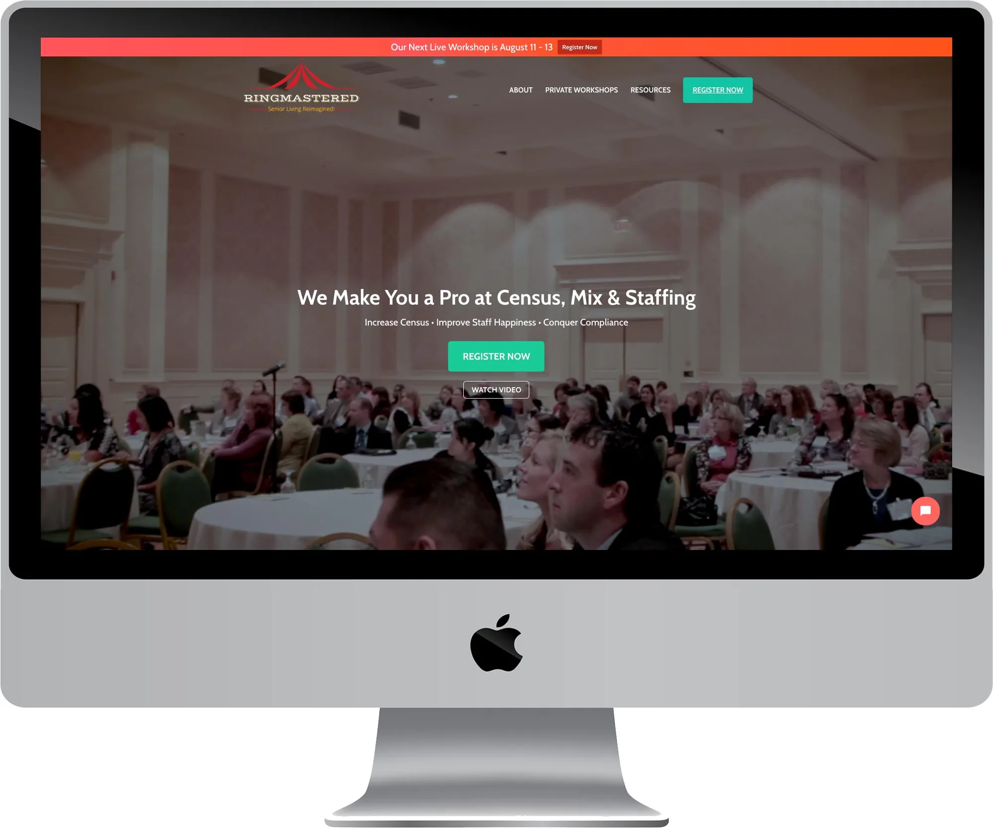 RingMastered website design on desktop