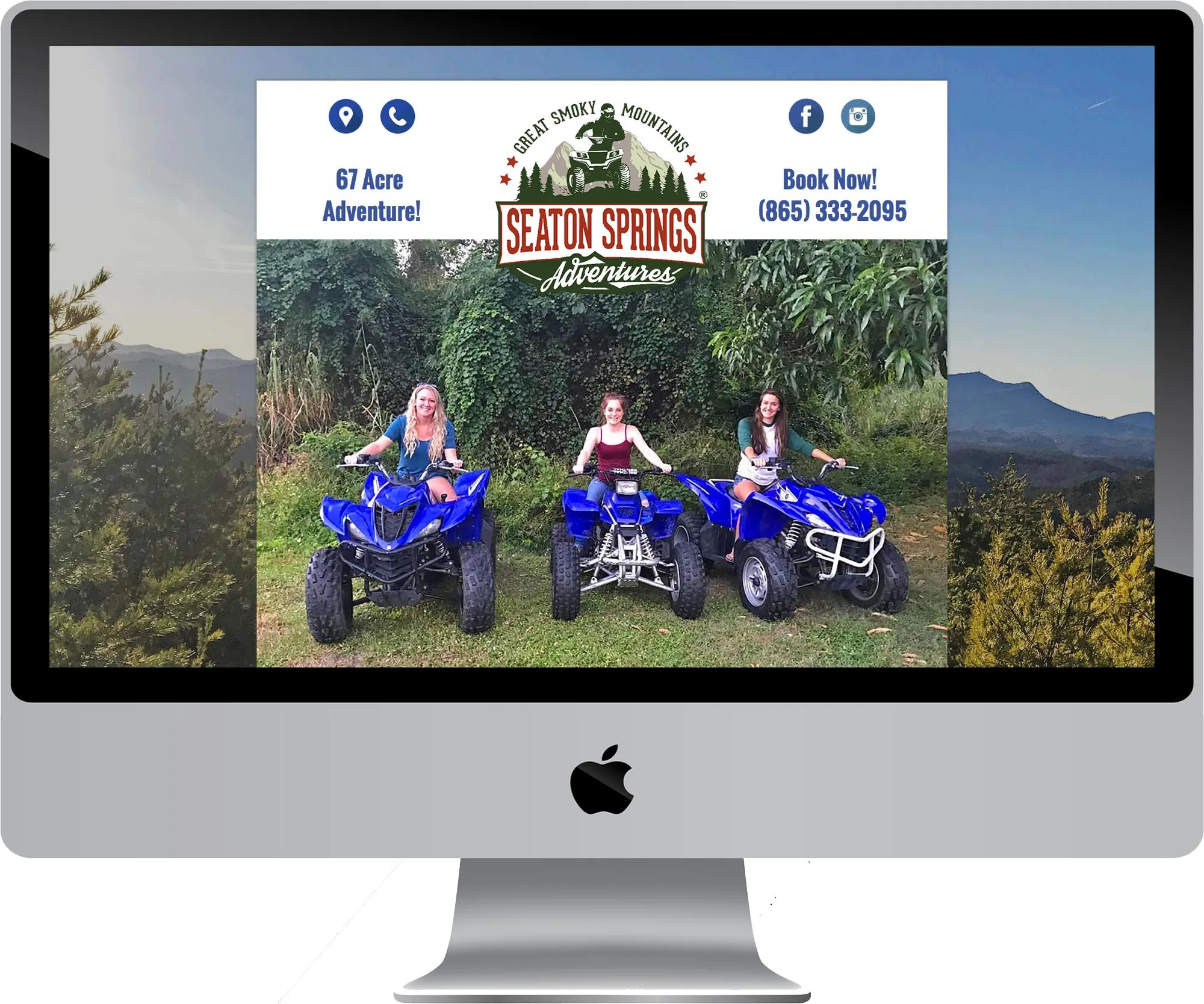 Seaton Springs Adventures website design on desktop