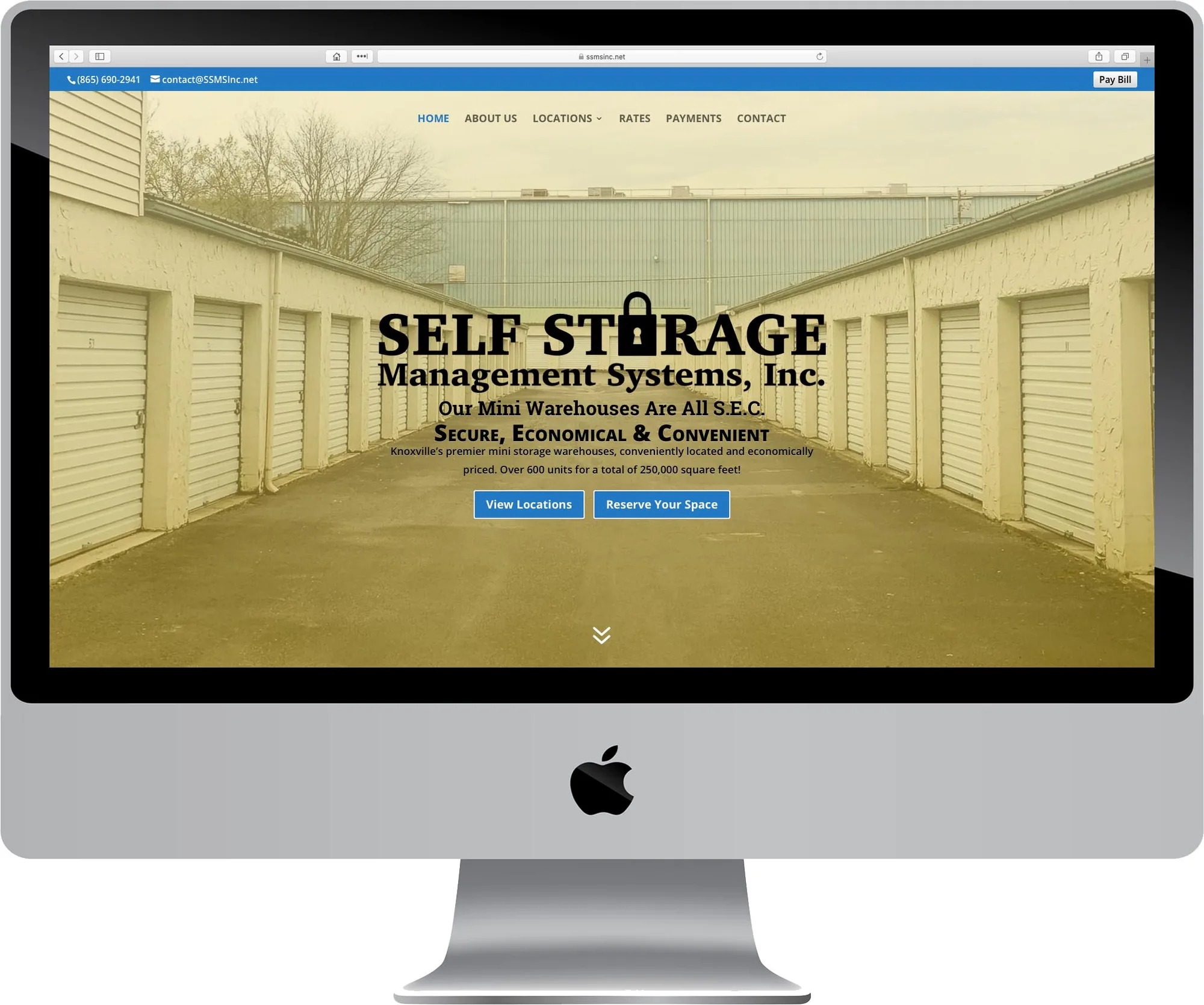 Self Storage Management Systems, Inc. website design on desktop