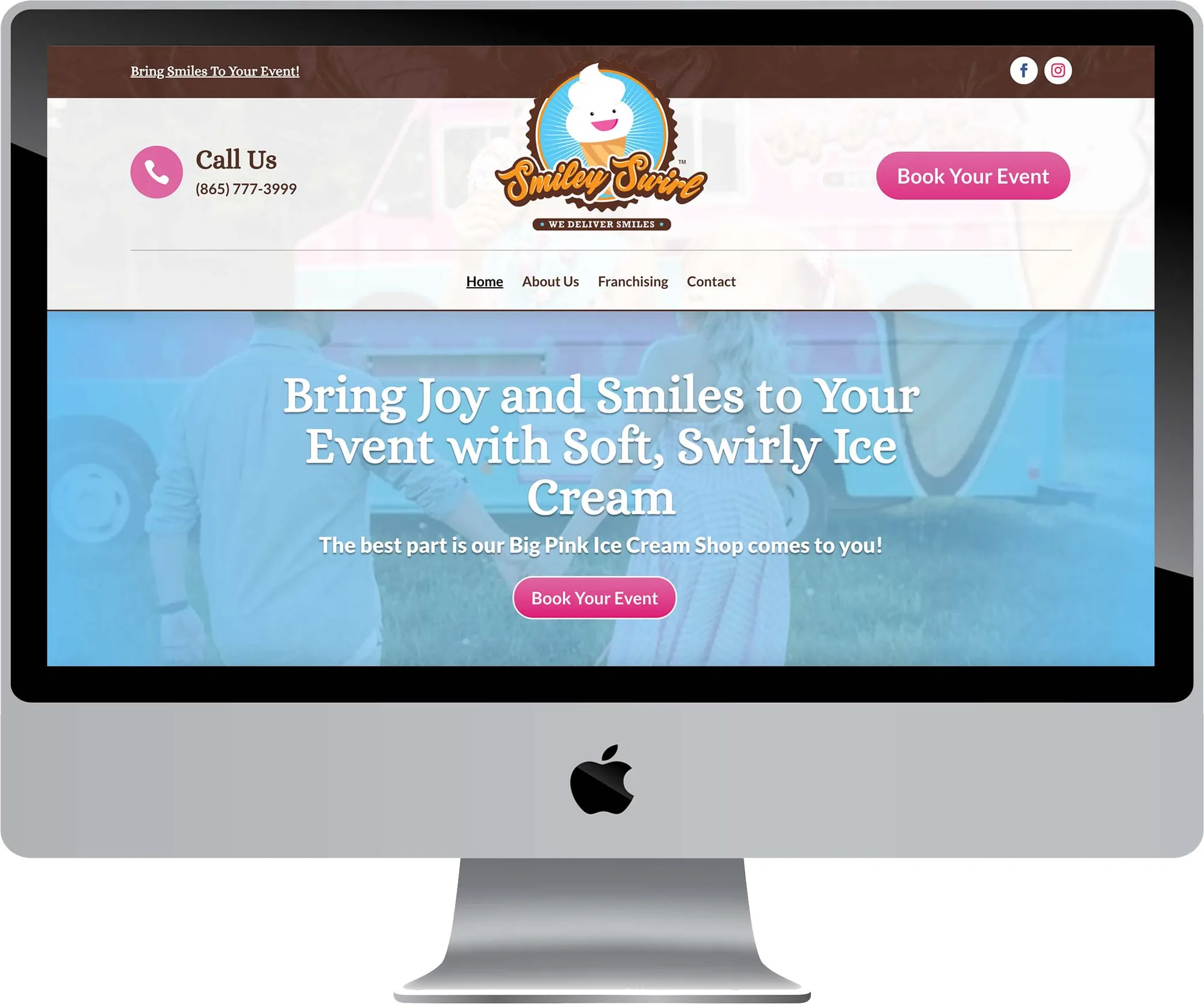 Smiley Swirl Ice Cream Truck website design on desktop