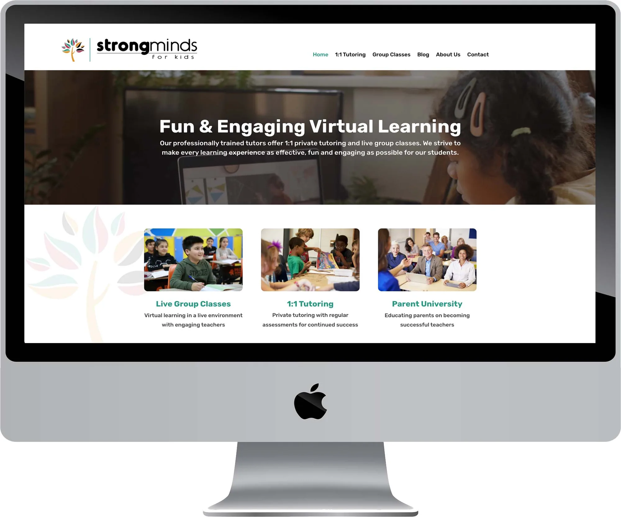 StrongMinds For Kids website design on desktop