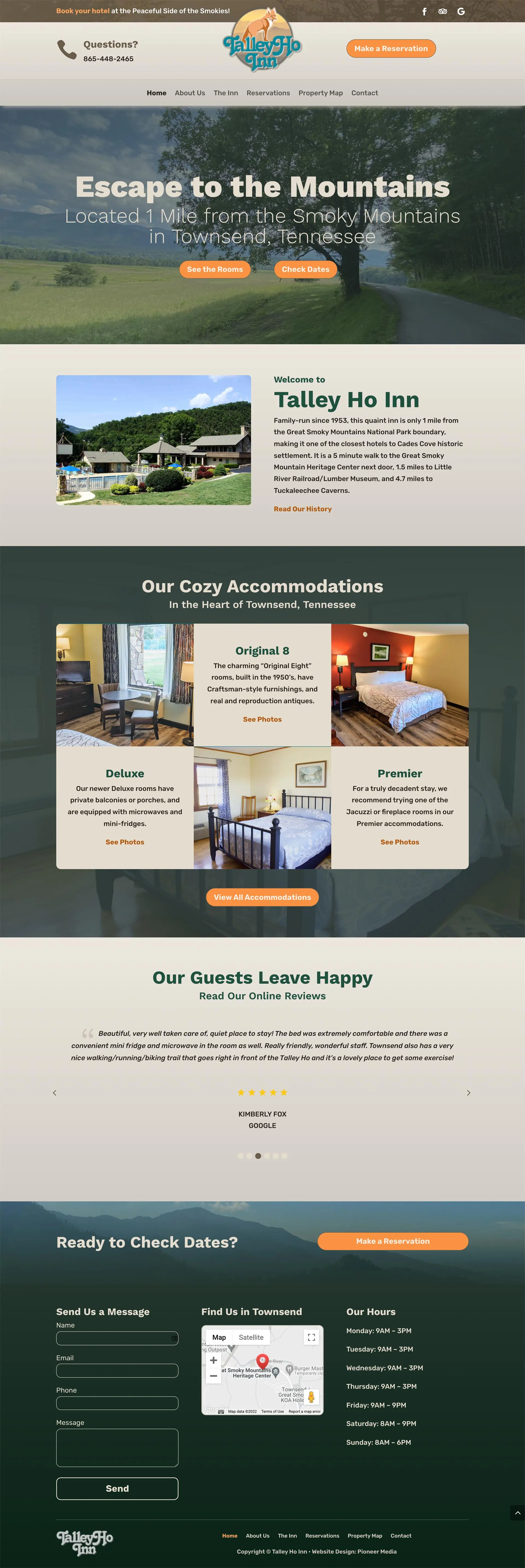 Talley Ho Inn homepage screenshot