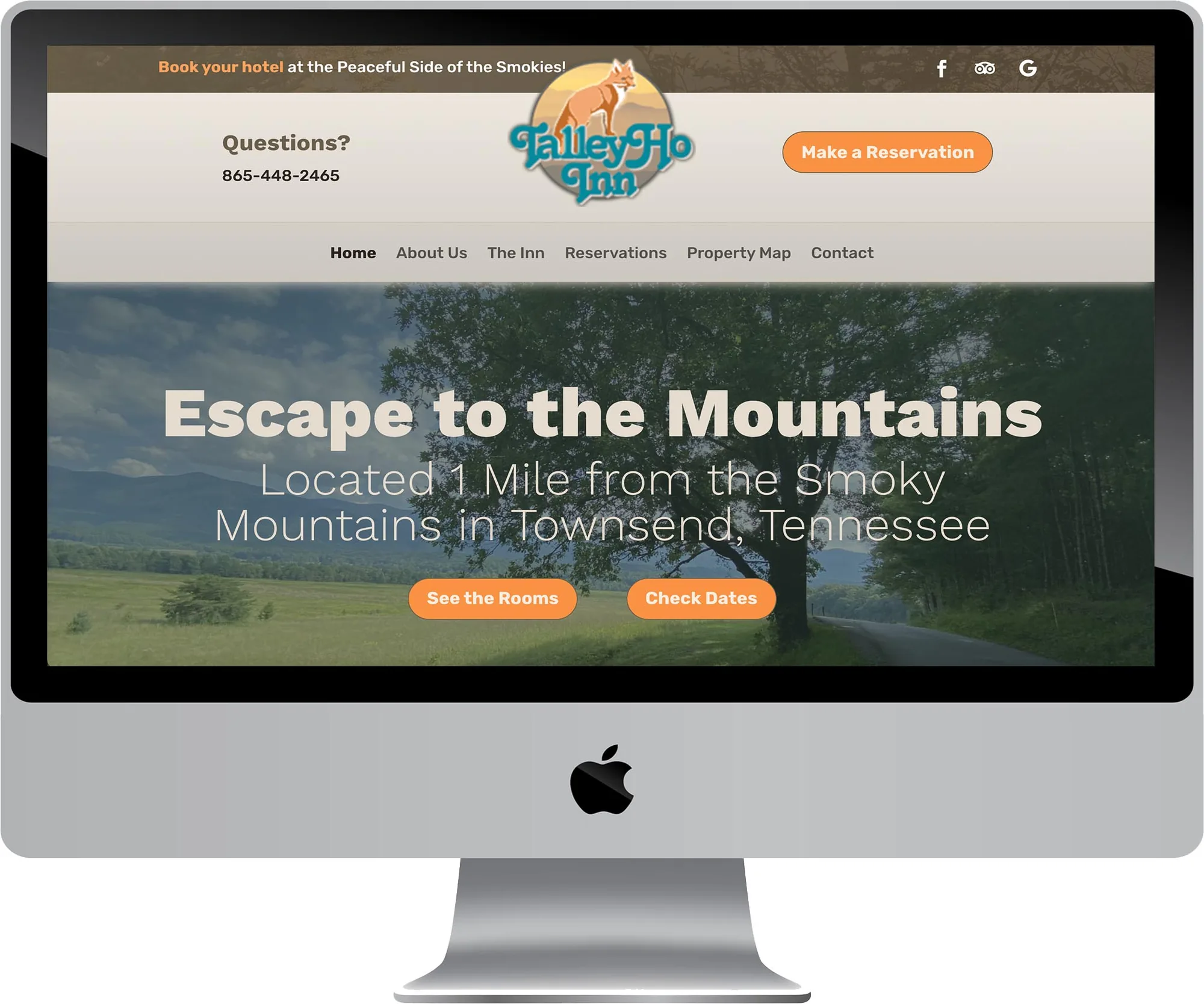 Talley Ho Inn website design on desktop