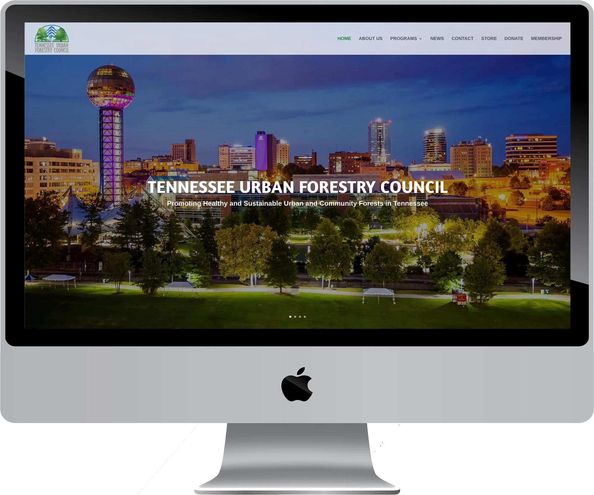 Tennessee Urban Forestry Council website design on desktop