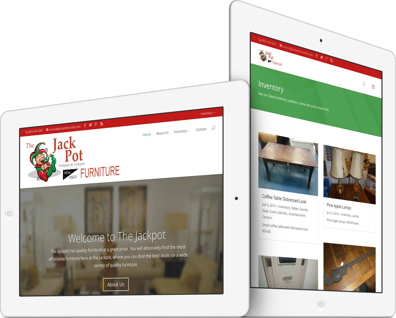 The Jackpot Antiques & Uniques responsive website design across devices
